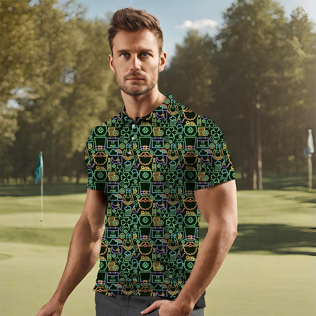 Men's Neon Saint Patty's Party golf polo