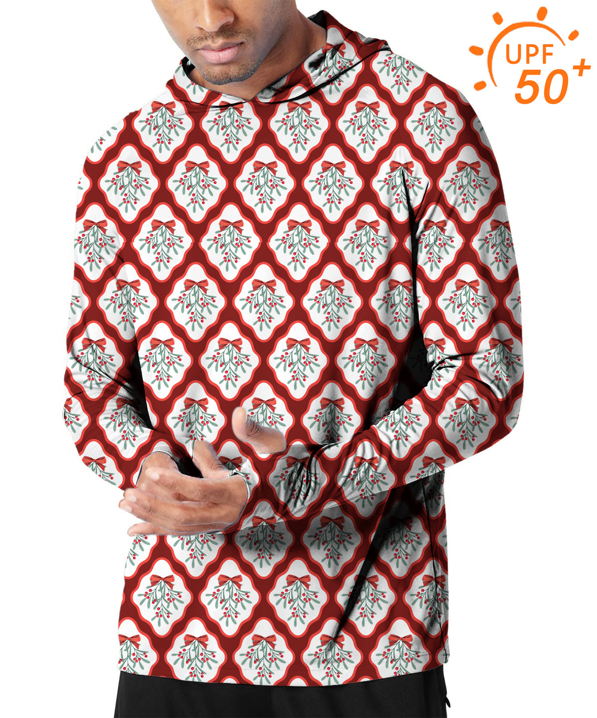 Men's Outdoor Christmas red holly Golf Sun Protection Loose Fit  hoodies