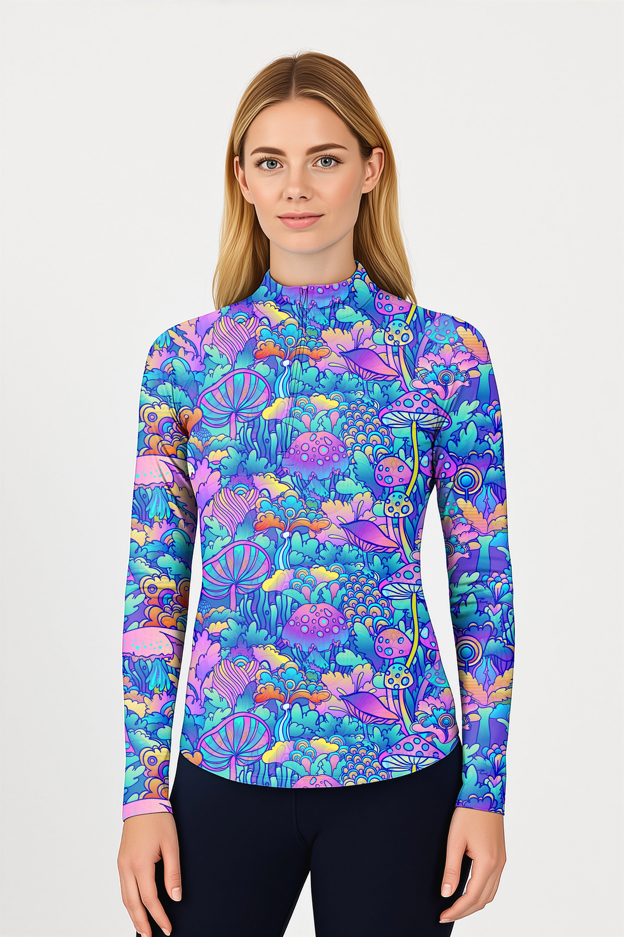 Magic Mushroom Women's Golf Active 3/4 Zip Top