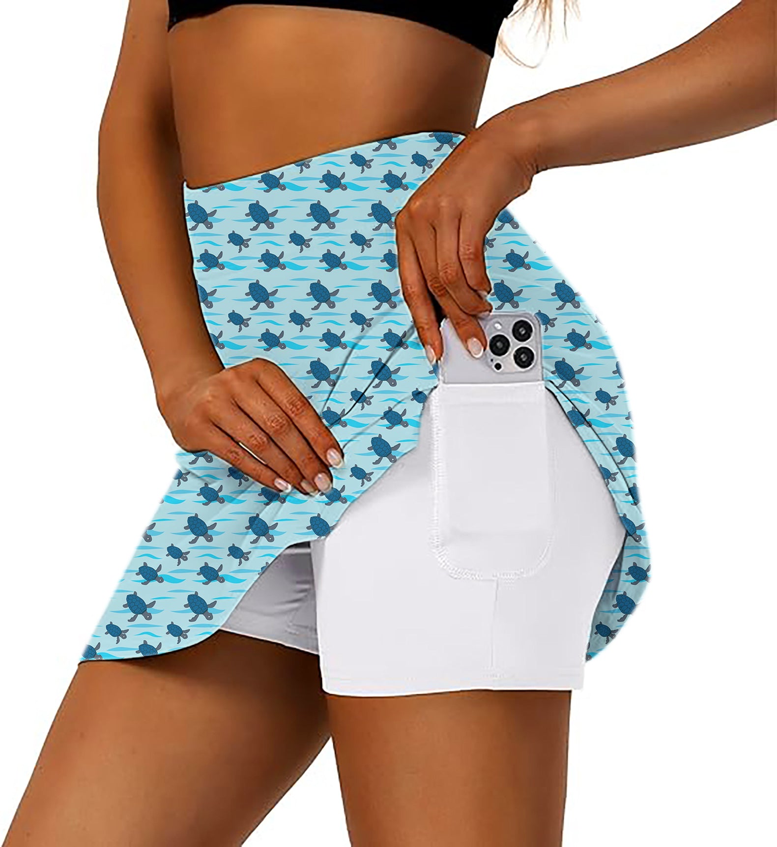 Women's Turtle Time Golf Skirts Inner Shorts Pocket