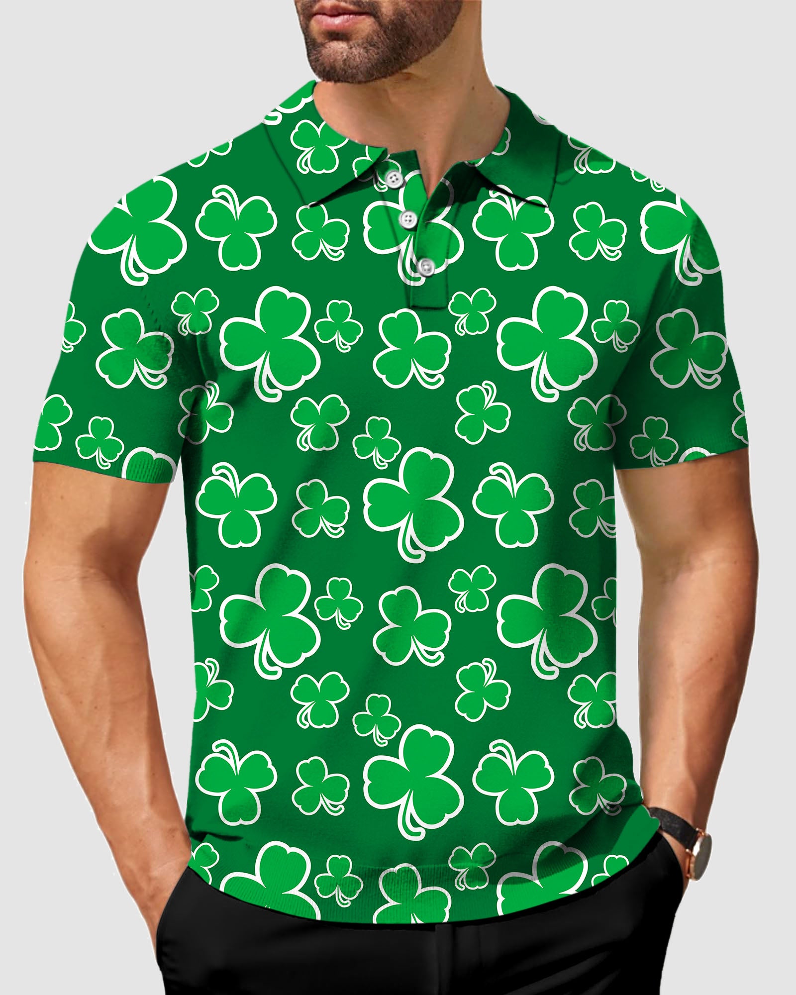 Men's Leaf clover St. Patrick's Day Golf Polo
