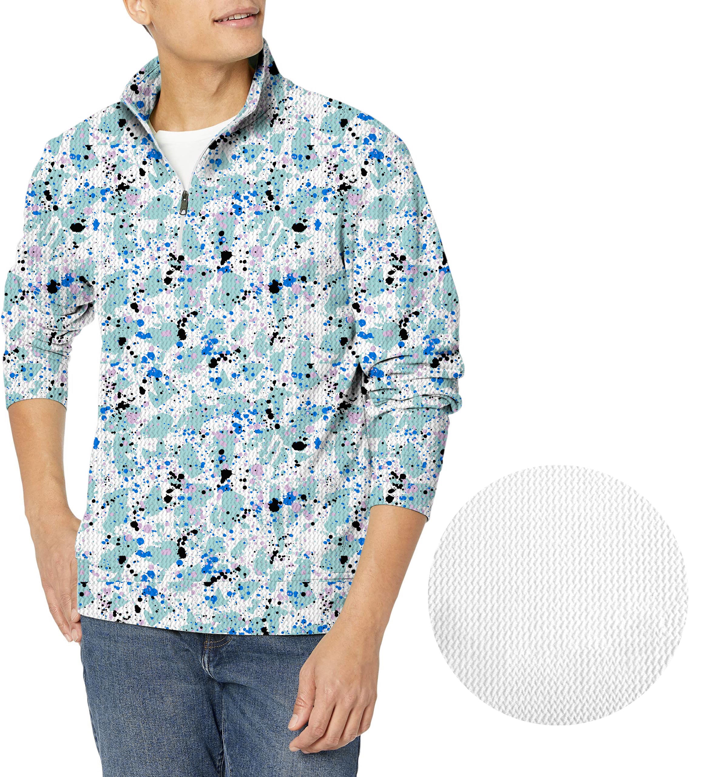 Paint Splatter-Men's Golf Waffle Zipper Pullover