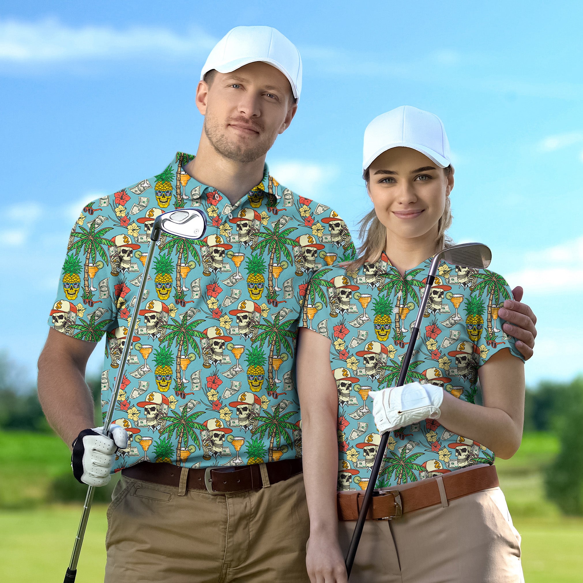 Golf Polo Couple Family set Skull Party tournament