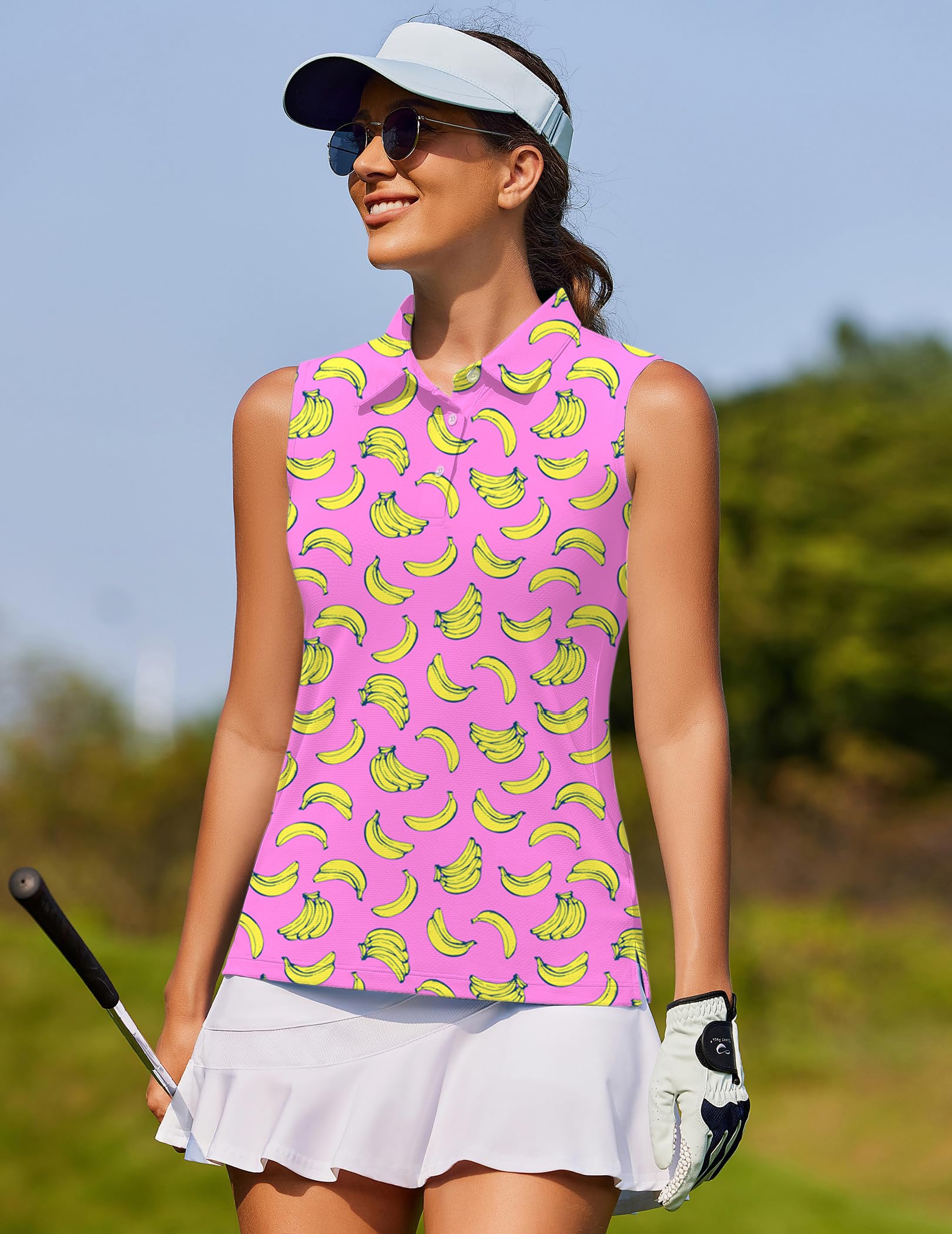 Women's Pink Banana Summer golf Sleeveless shirt