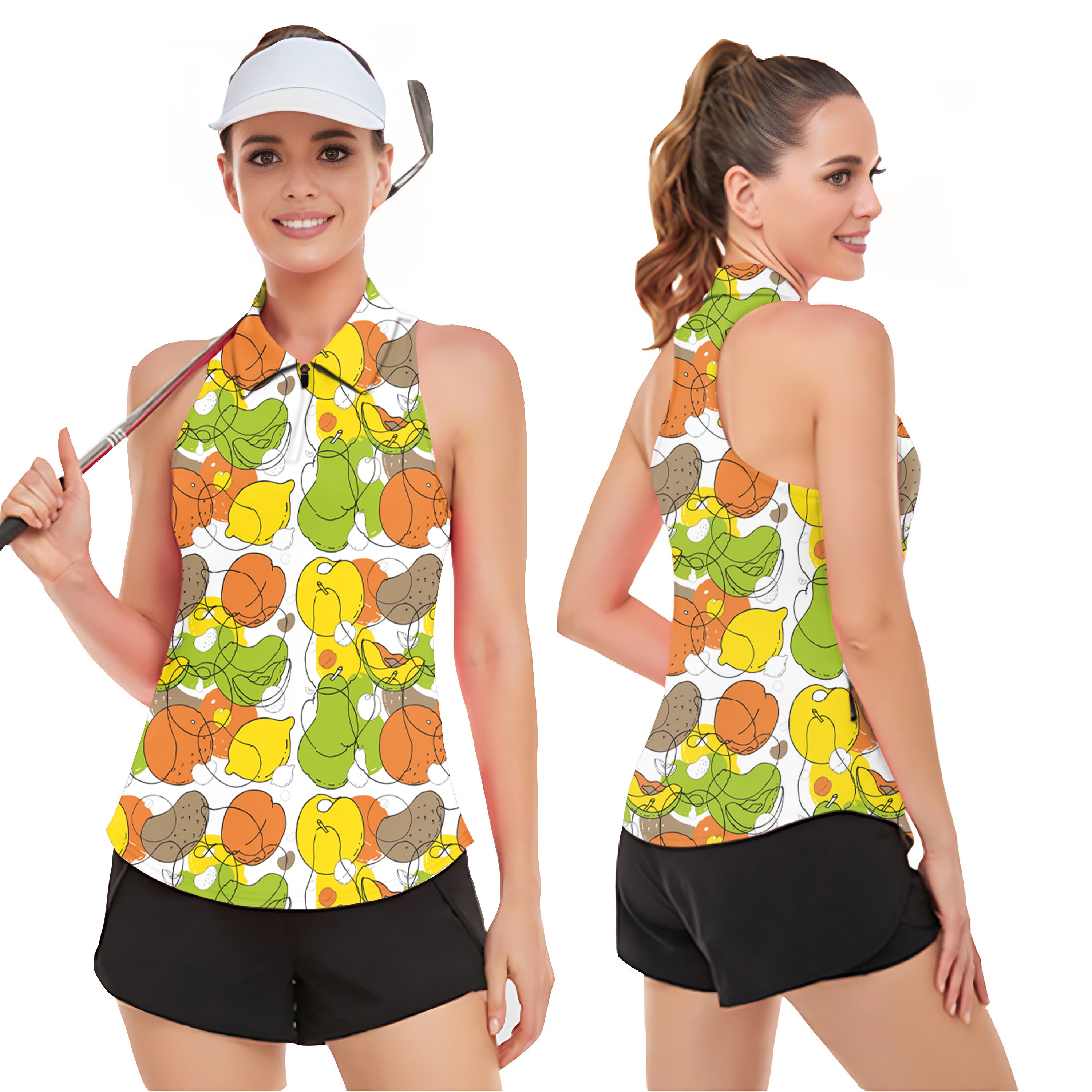 colorfull fruit Women’s Sleeveless Golf Tank Top Shirt Polo
