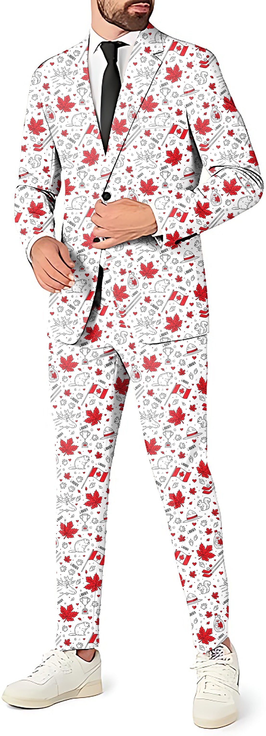 Canadian Balloon Squirrel Maple Leaves Men's Party Costumes-Theme Party 2 or 3pcs Suit set-Blazer Pants & Vest