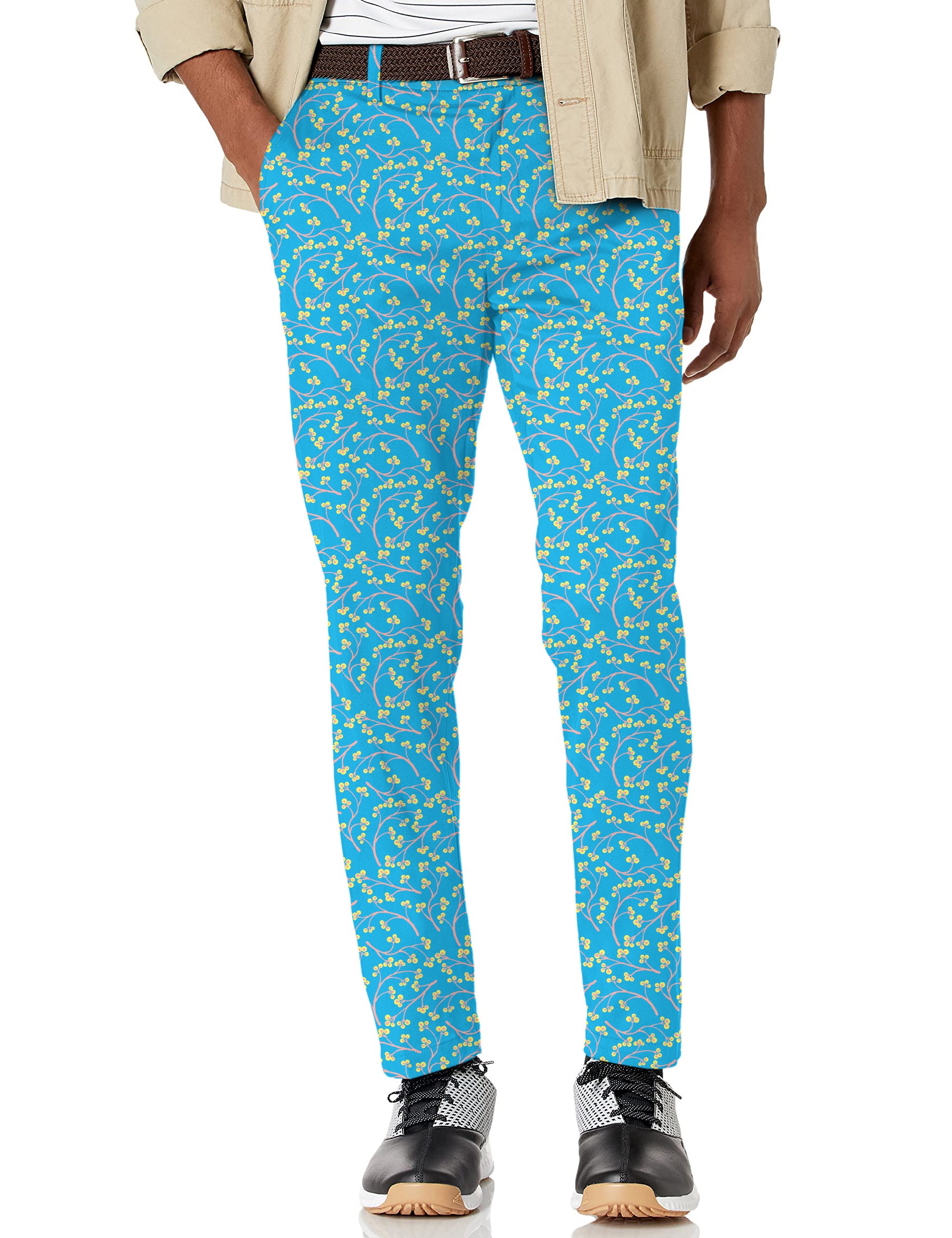 Men's Blue Flowers Stretch Golf pants trousers