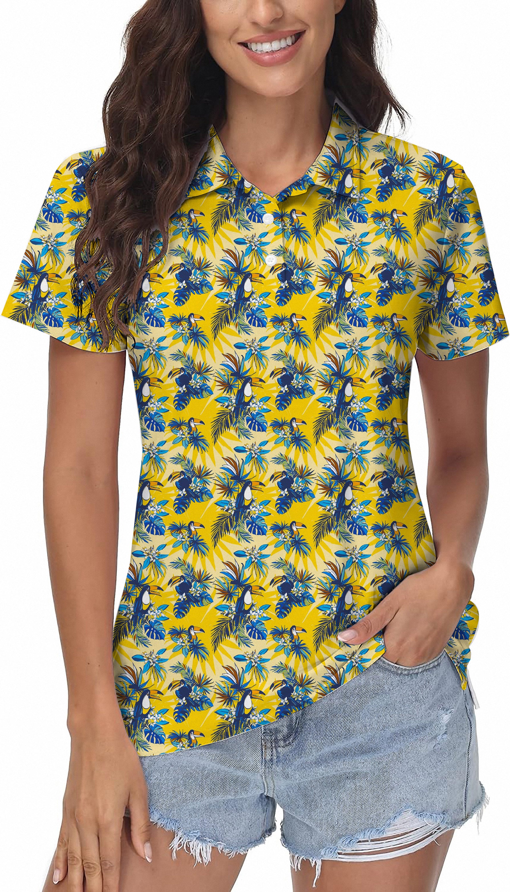 Flamingo yellow Women's Golf Polo