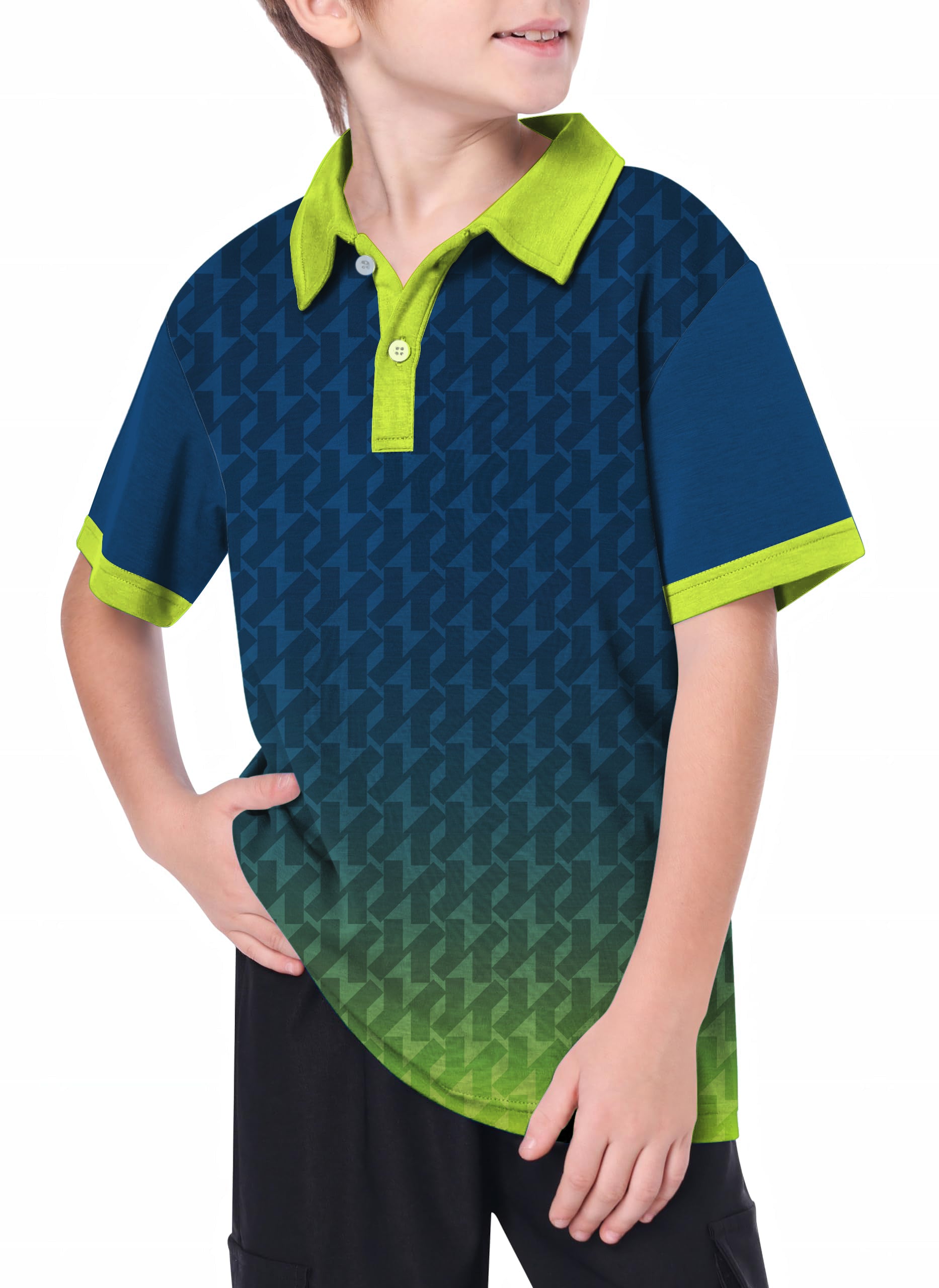 Youth Green Gradient Custom Sport Team Competition Uniforms Golf Polo