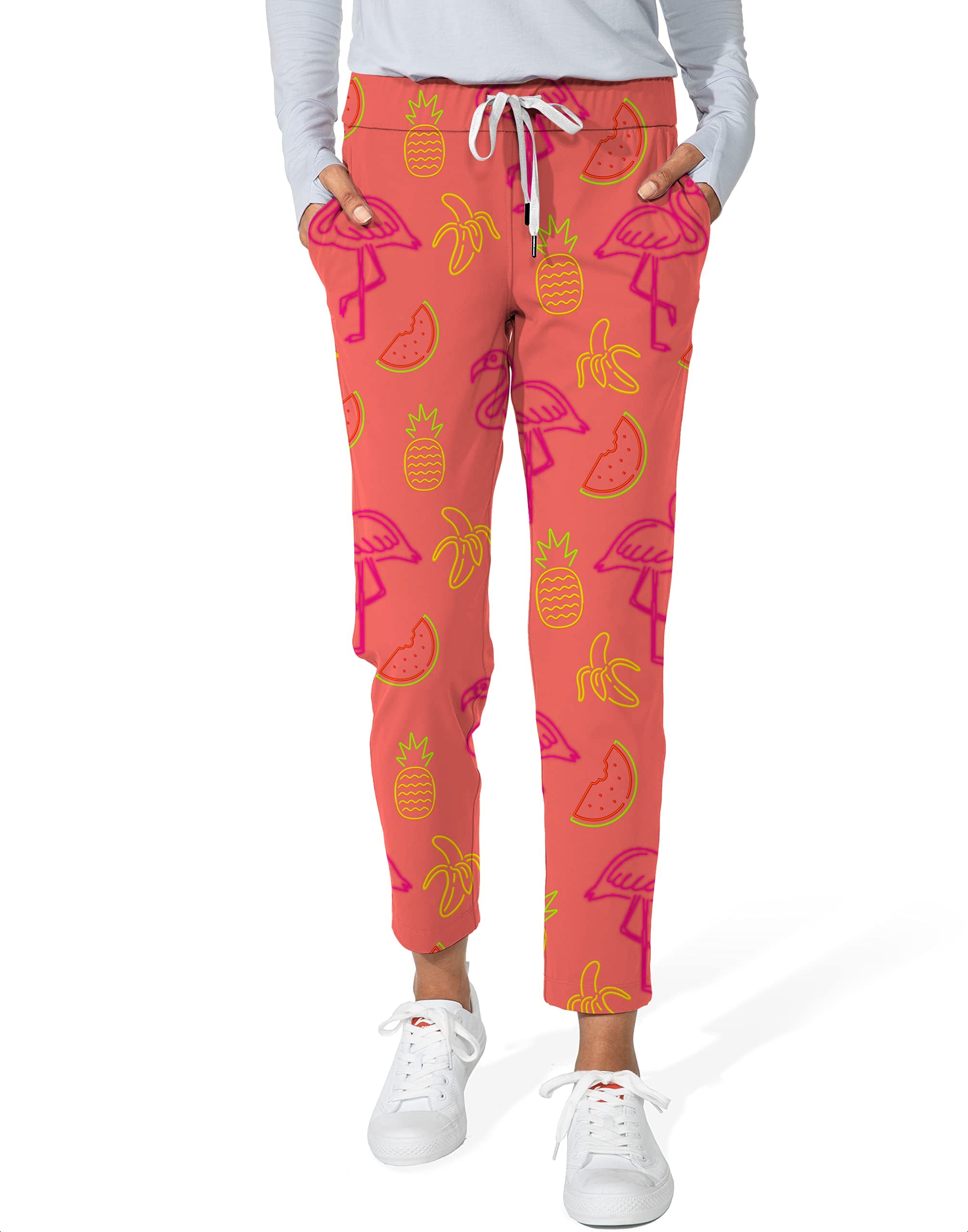 Fruity Flamingo-Women's 7/8 Stretch Ankle Golf Pants