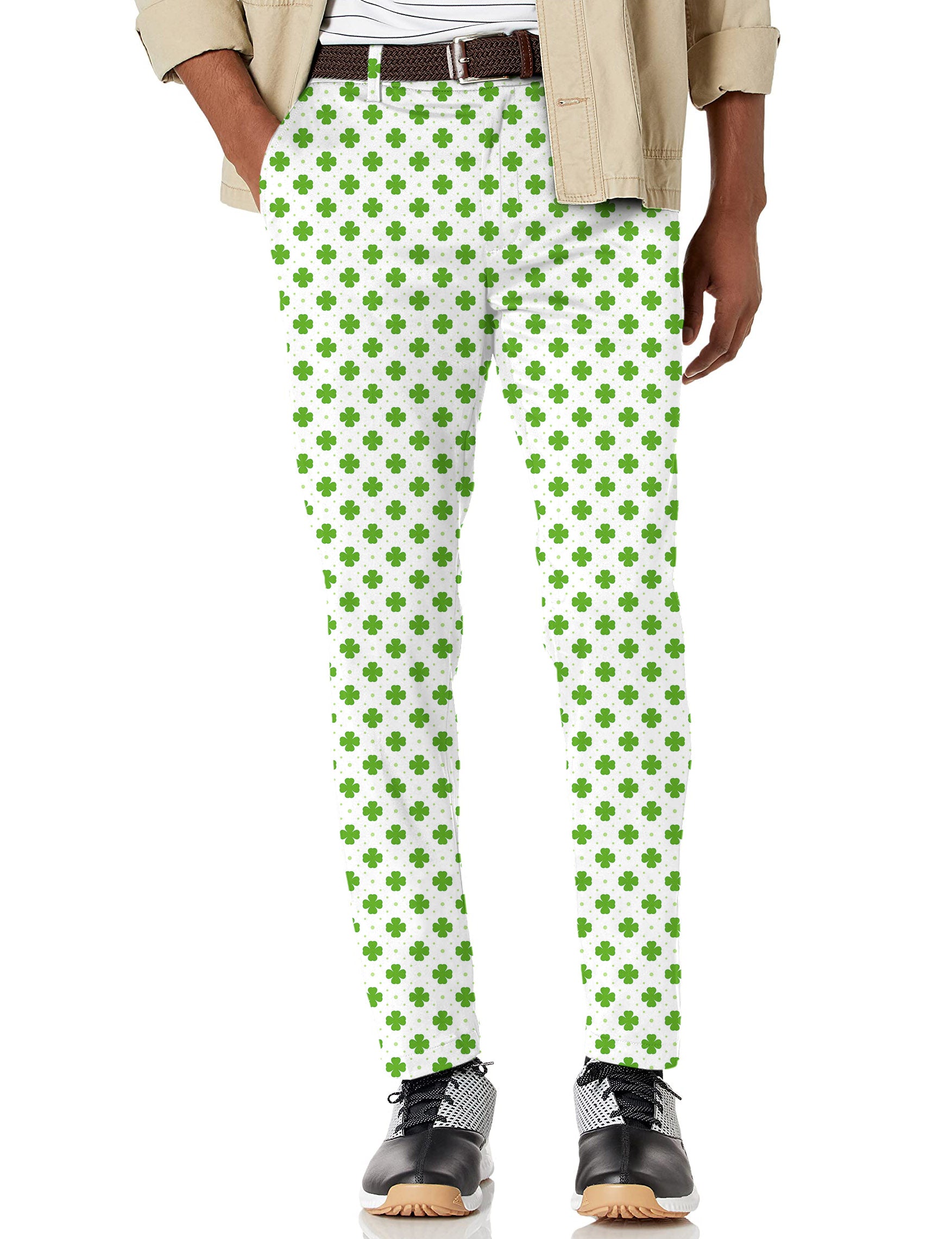Men's Leaf clover St. Patrick's Day Stretch Golf Pants