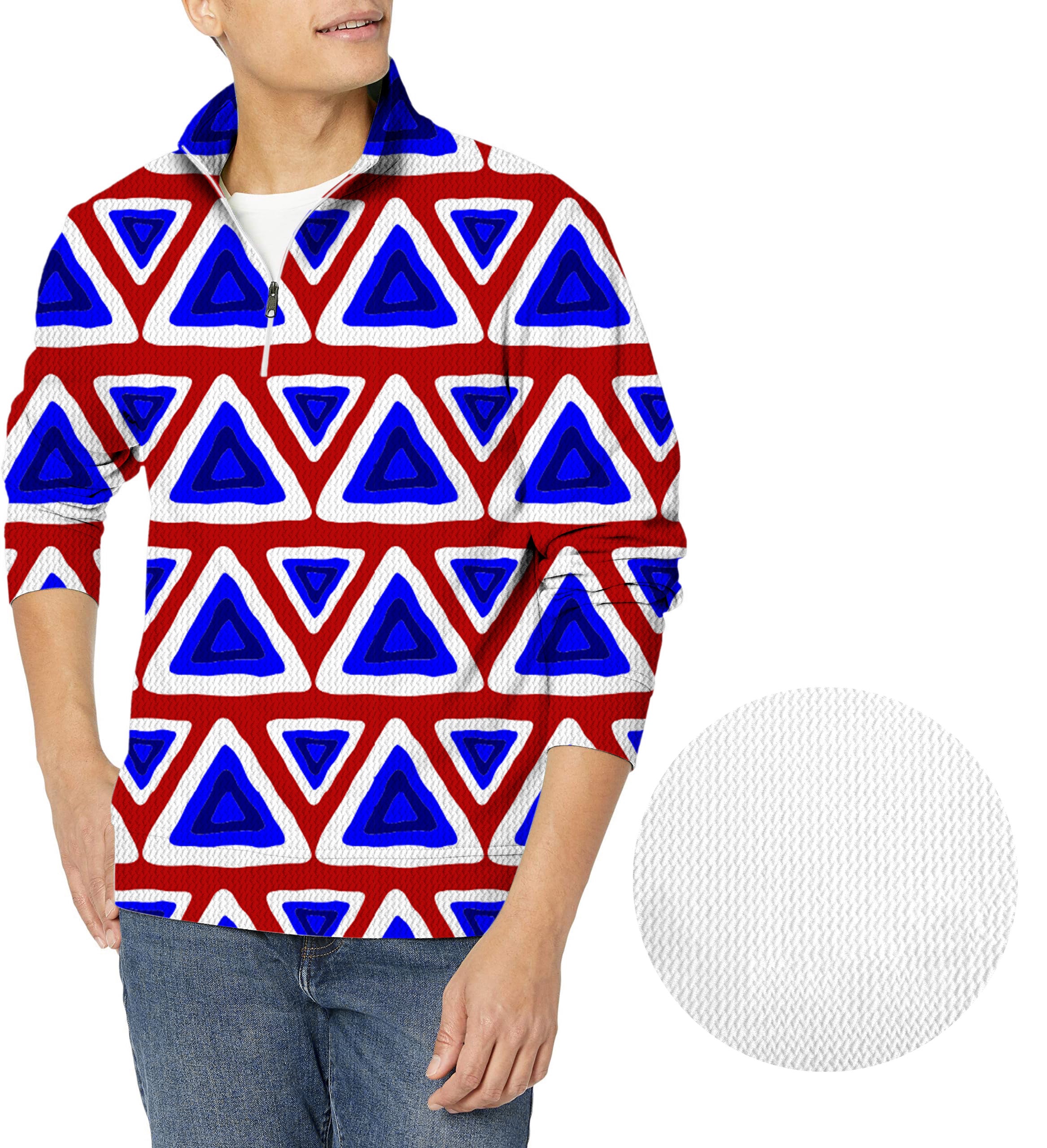 Triangle tribal Men's Golf Waffle Zipper Pullover