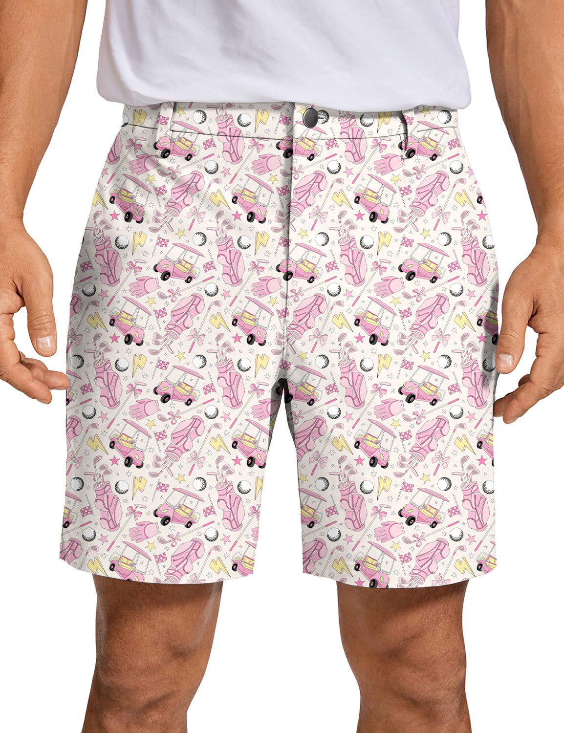 Men's Pink Golf Cartoon Golf Shorts
