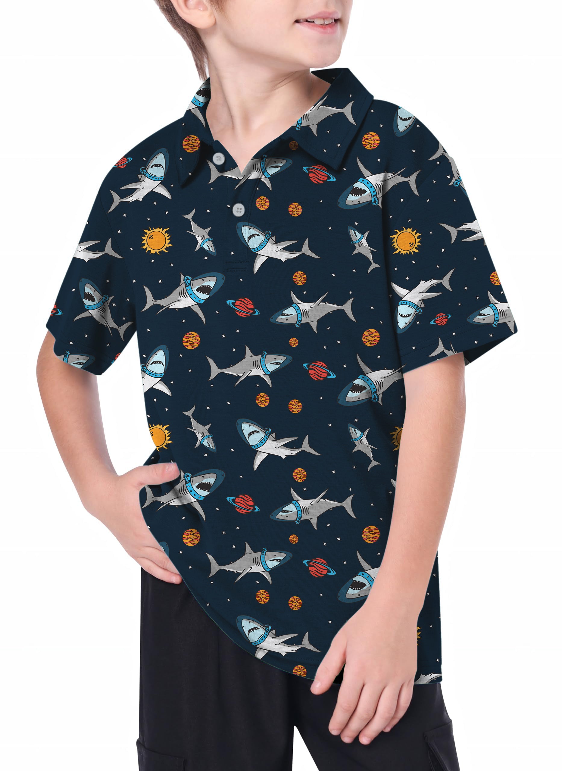 Youth Space Shark Golf Polo