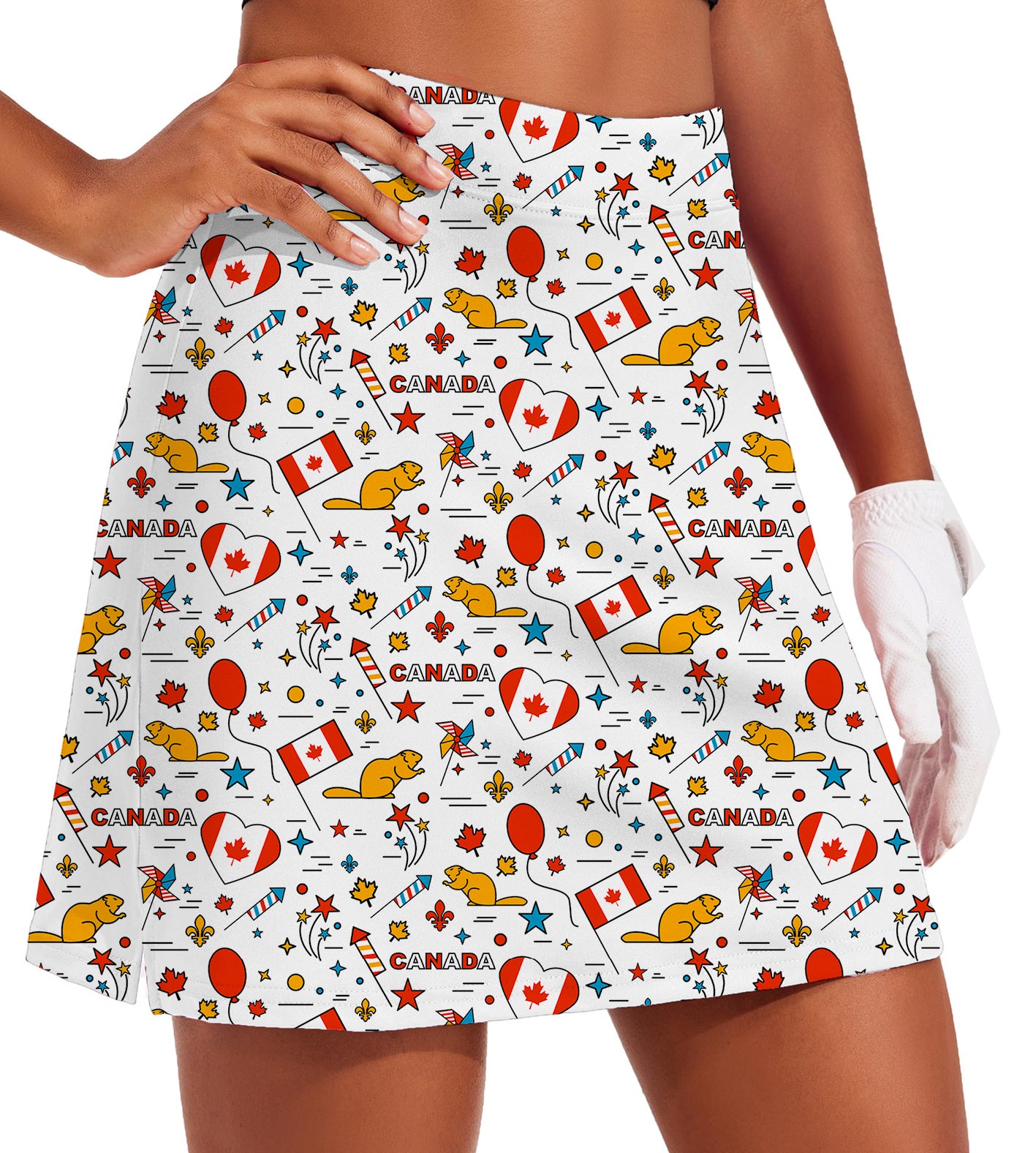 Women's -Canadian Balloon Squirrel Golf Skirts Inner Shorts Pocket