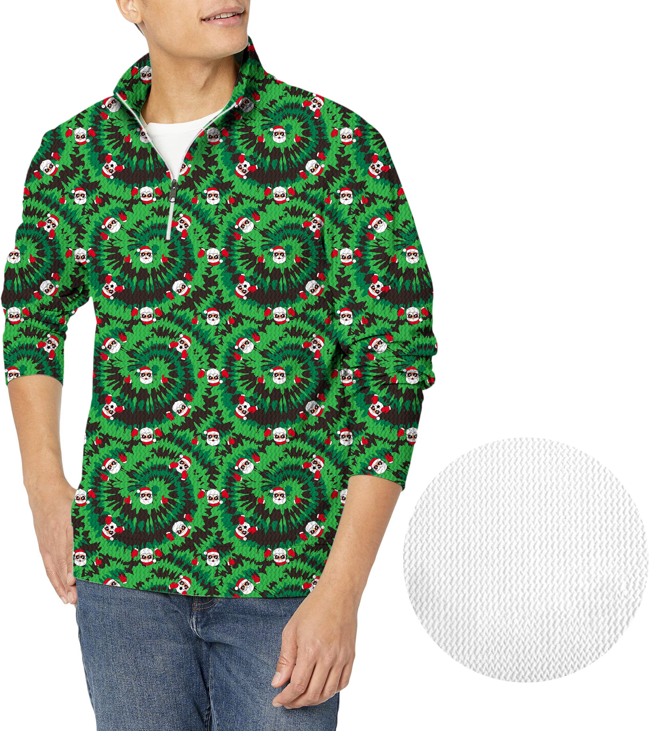 Christmas Santa-Men's Golf Waffle Zipper Pullover