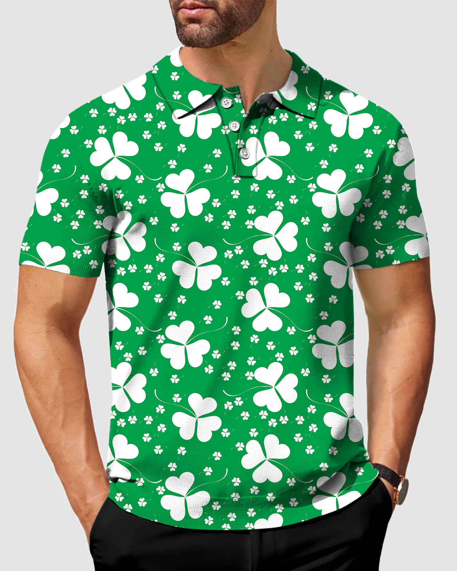 Men's Leaf clover St. Patrick's Day Golf Polo