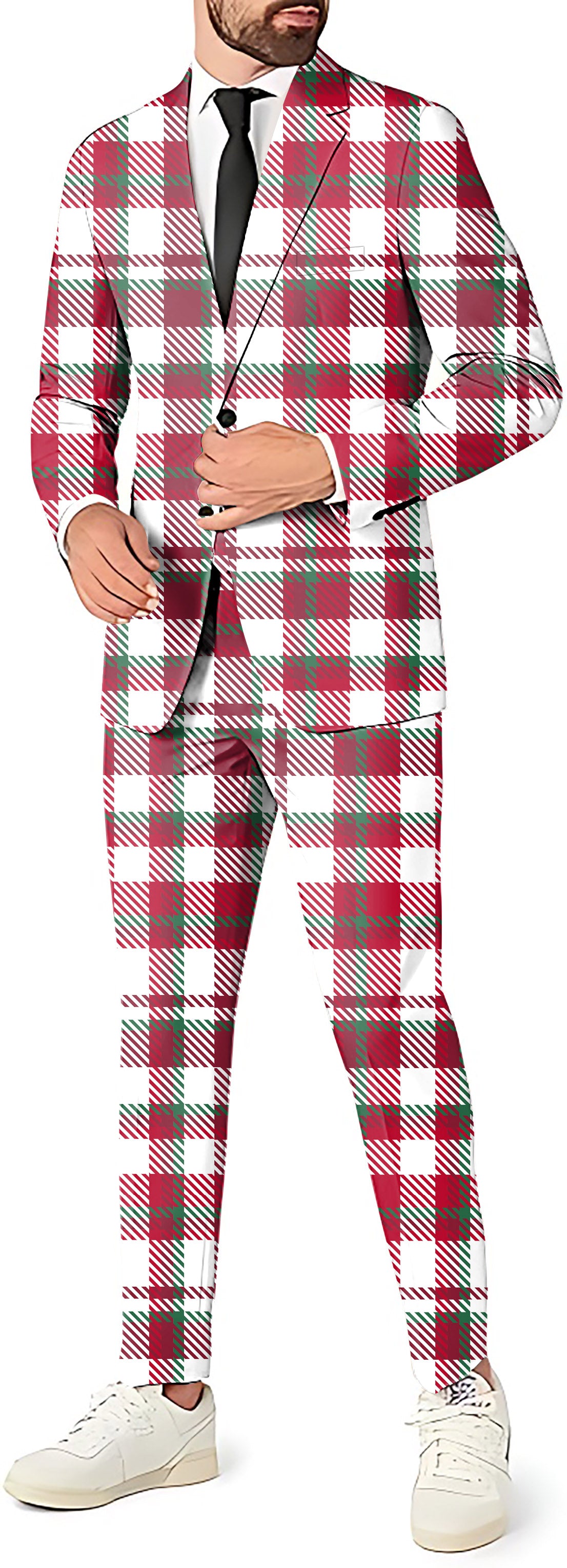 Christmas stripes Men's Party Costumes-Theme Party 2 or 3pcs Suit set-Blazer Pants & Vest