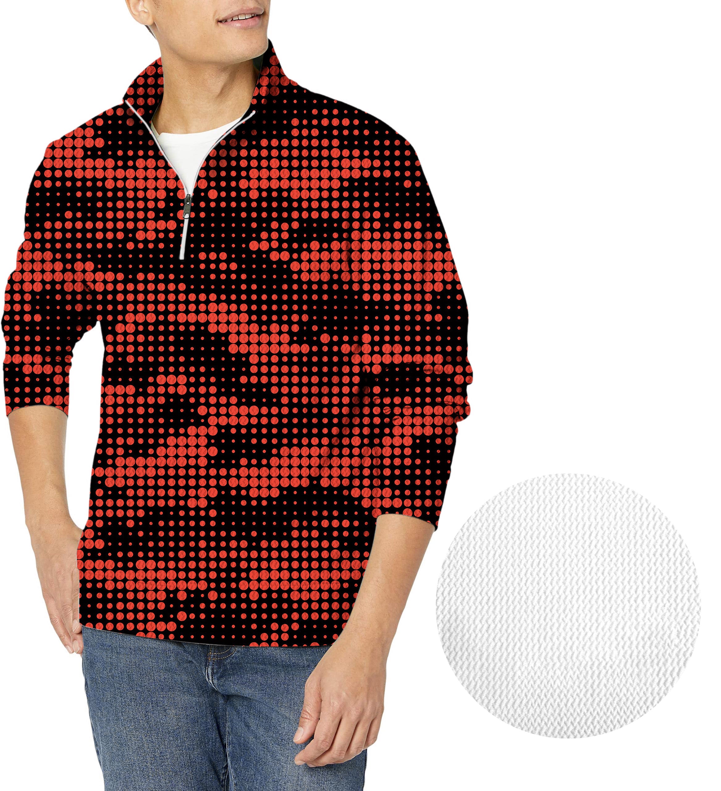 Red origin pixel-Men's Golf Waffle Zipper Pullover