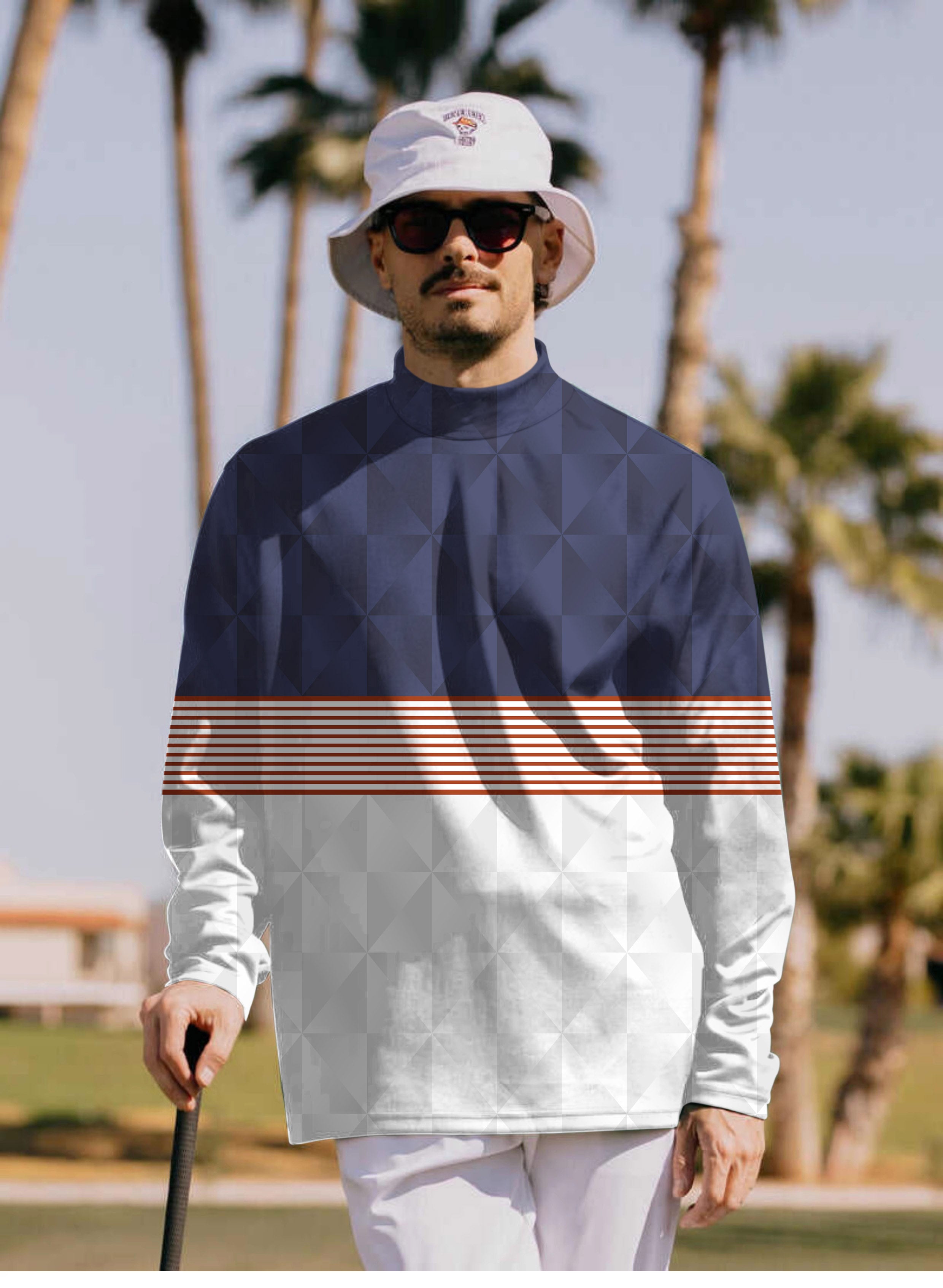 Men's Stripe Splicing Custom Sport Team Competition Uniforms Pullover High neck Long/Short sleeve T-Shirt