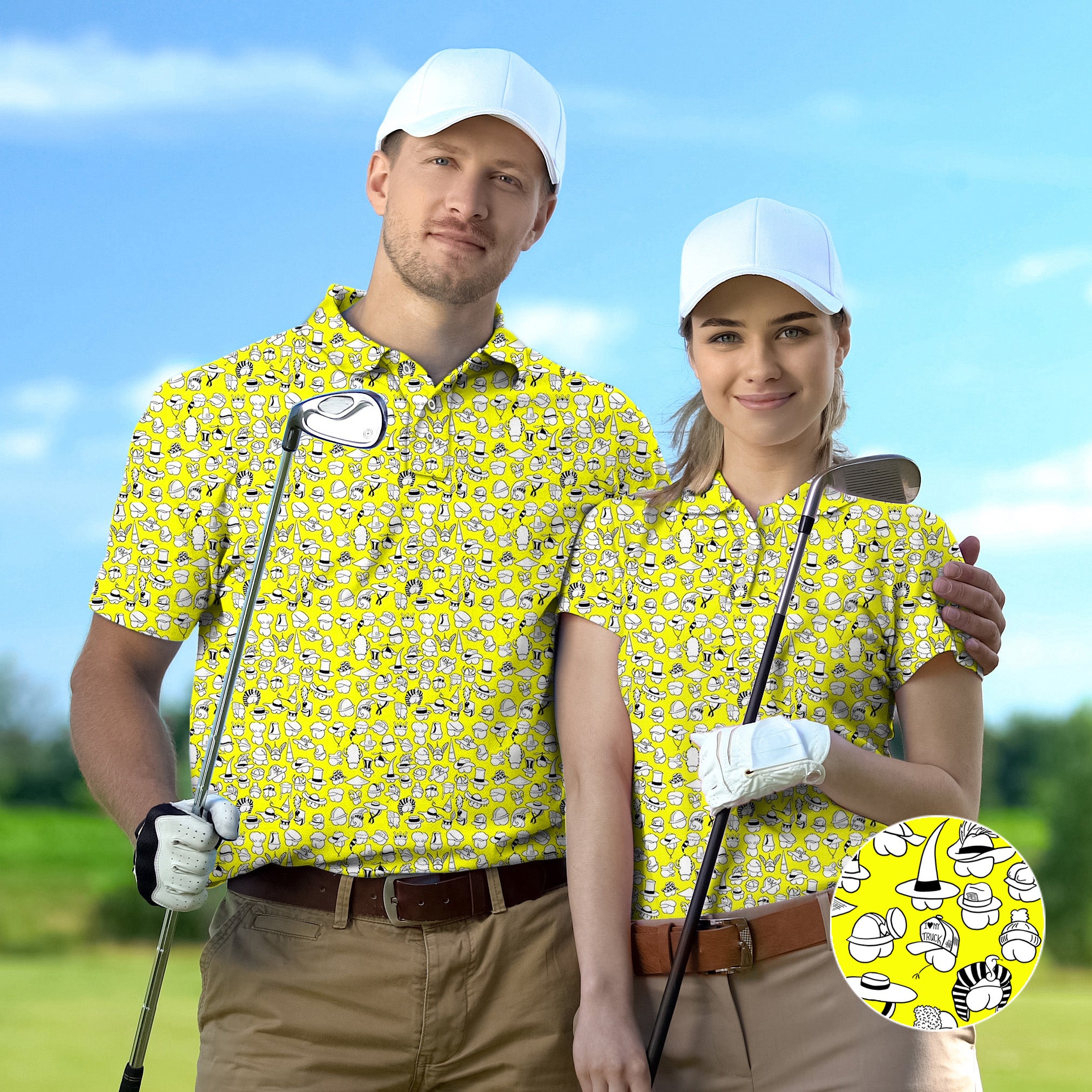 Couple Yellow Versatile Hips Designer style set Golf Championship Trophy tournament
