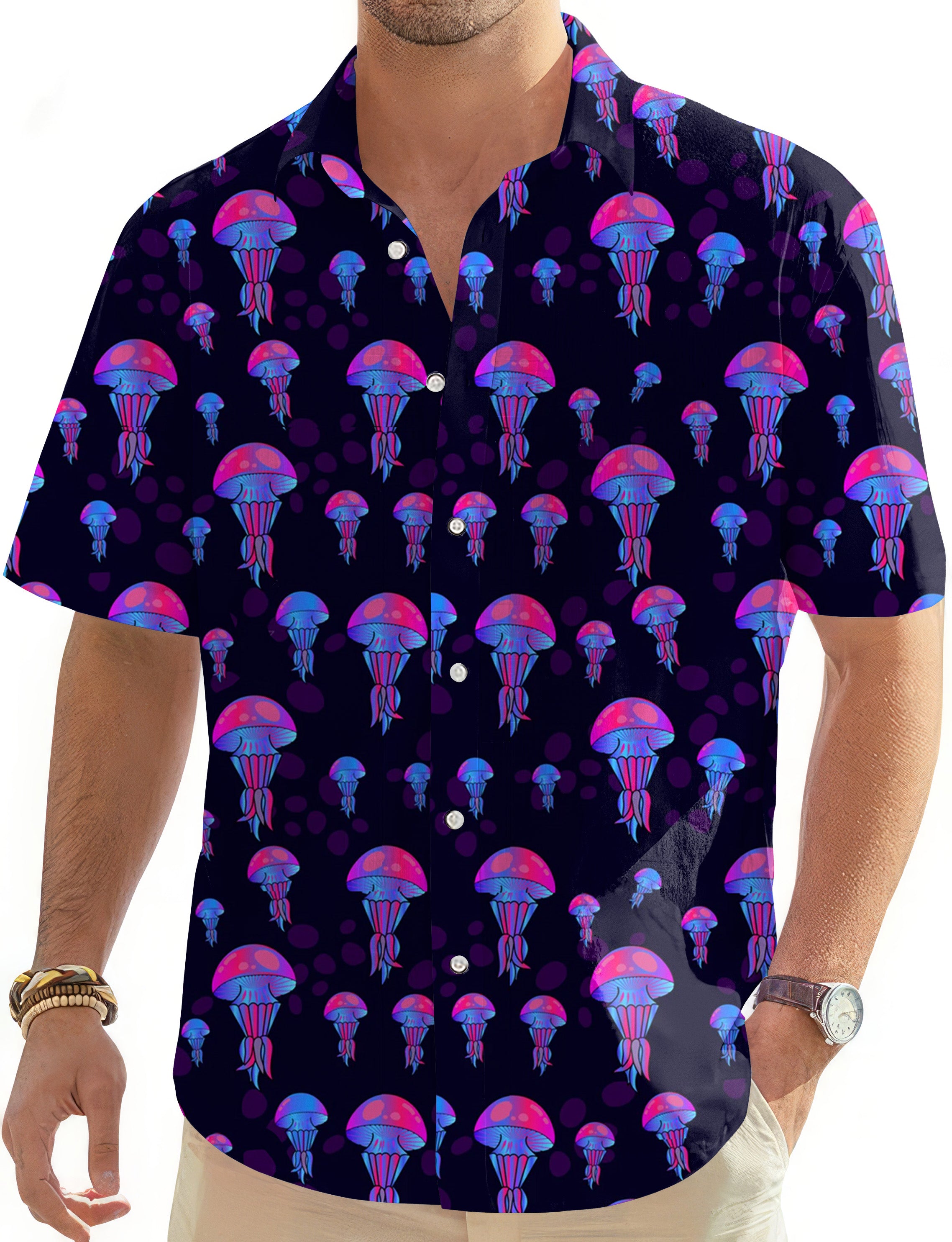 Electric Jelly-Men's Golf Hawaiian Shirts Button Down Shirt