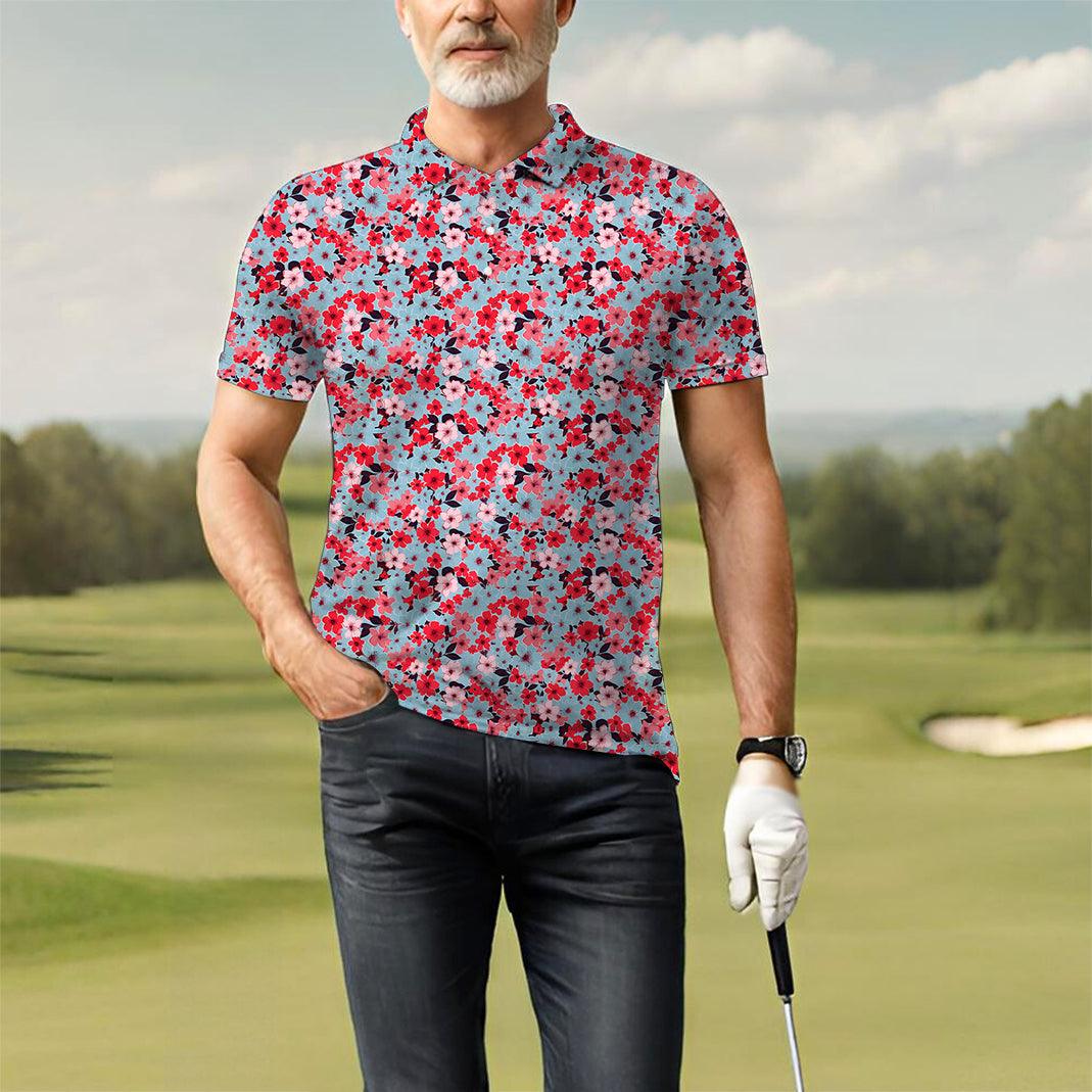 Men's Tropical flowers golf polo