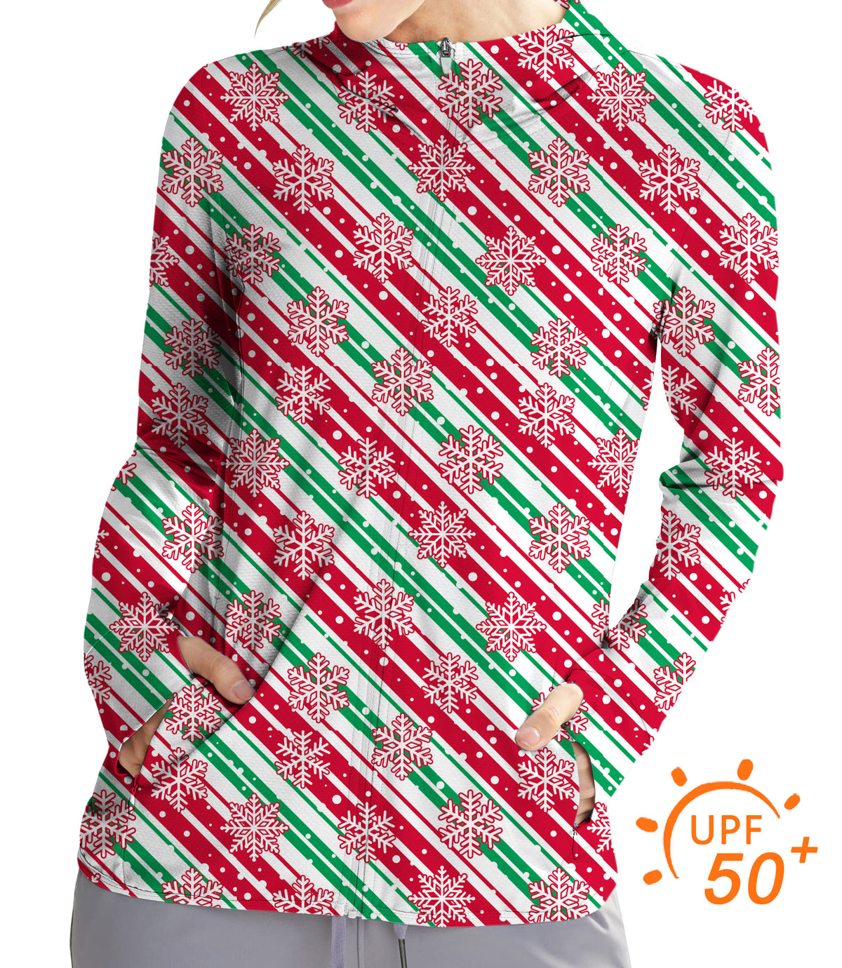Women's Outdoor Christmas Snowflake Golf Sun Protection Slim Fit zip hoodies