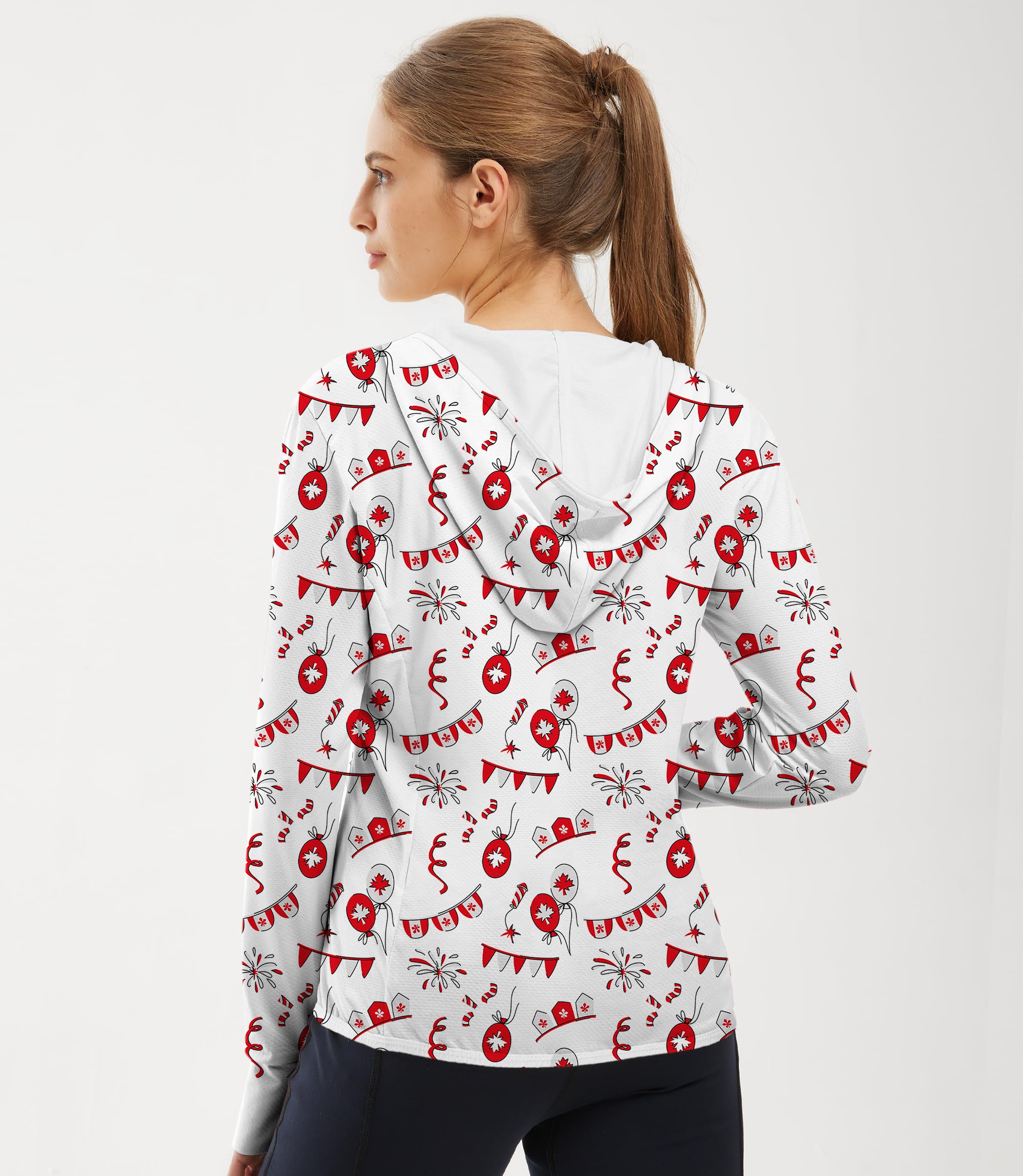Women's Outdoor Canadian Flag Celebration Golf Sun Protection Slim Fit zip hoodies