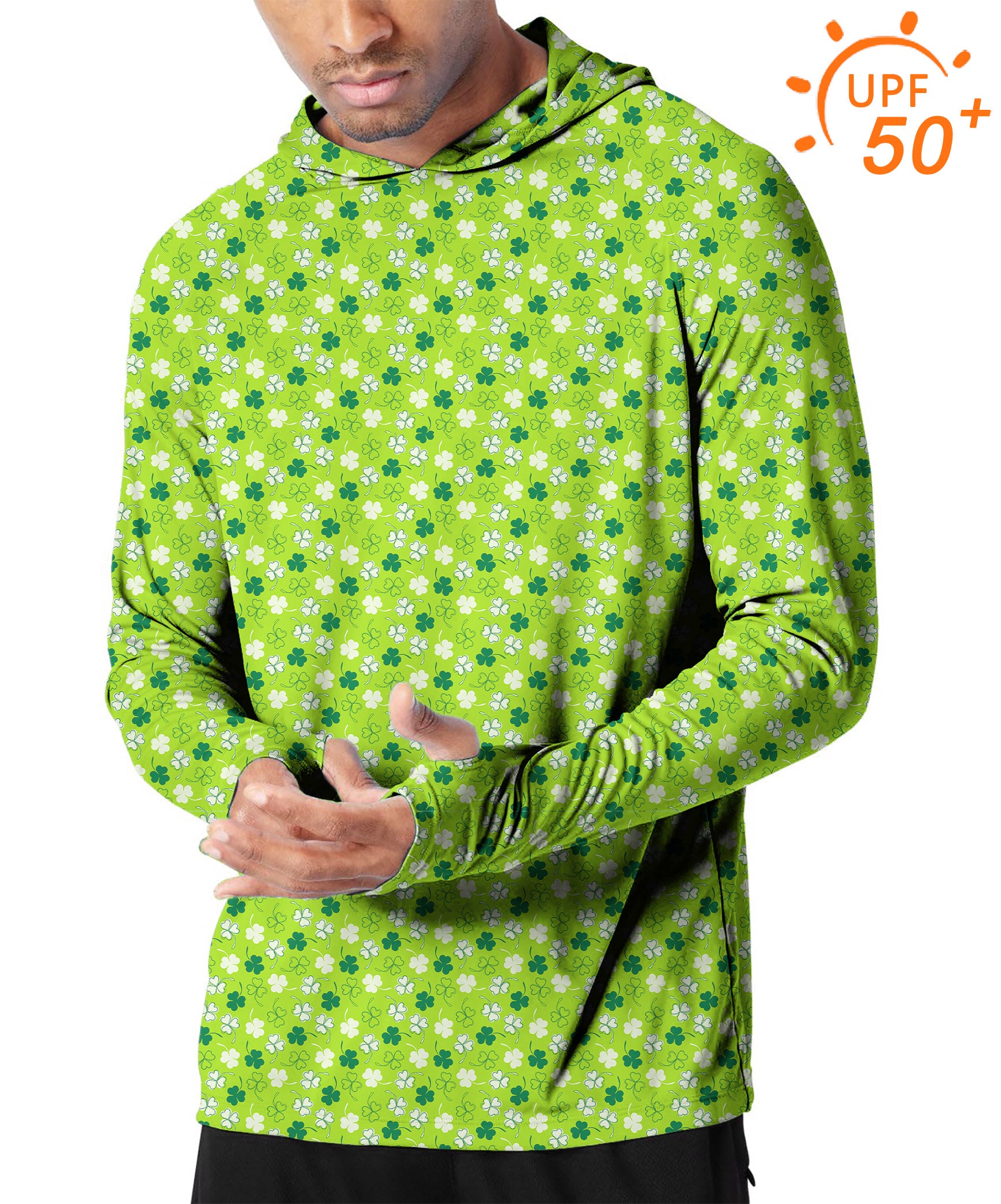 Men's Outdoor Leaf clover St. Patrick's Day Golf Sun Protection Slim Fit  hoodies