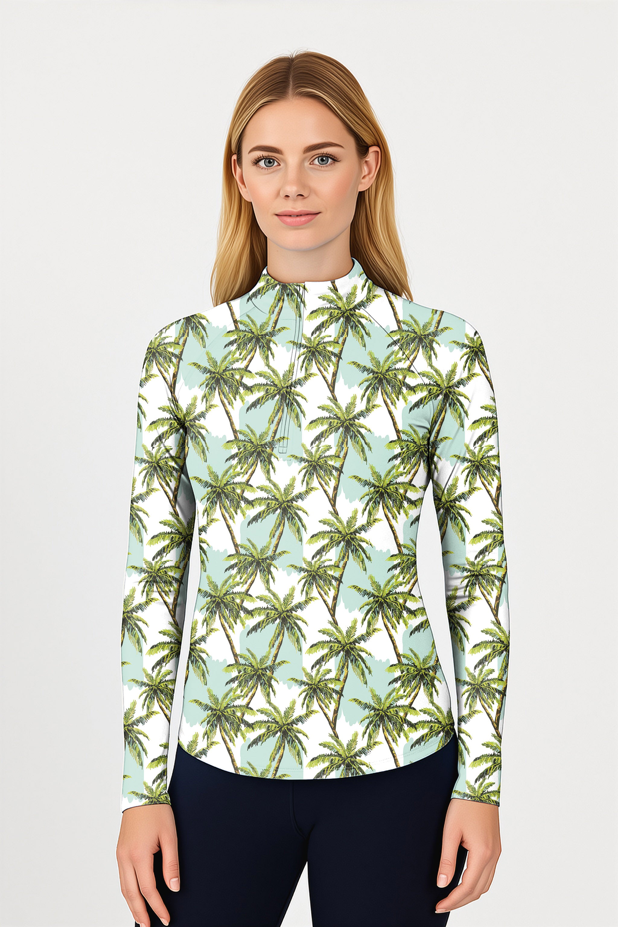 Palm tree  Women's Golf Active 3/4 Zip Top