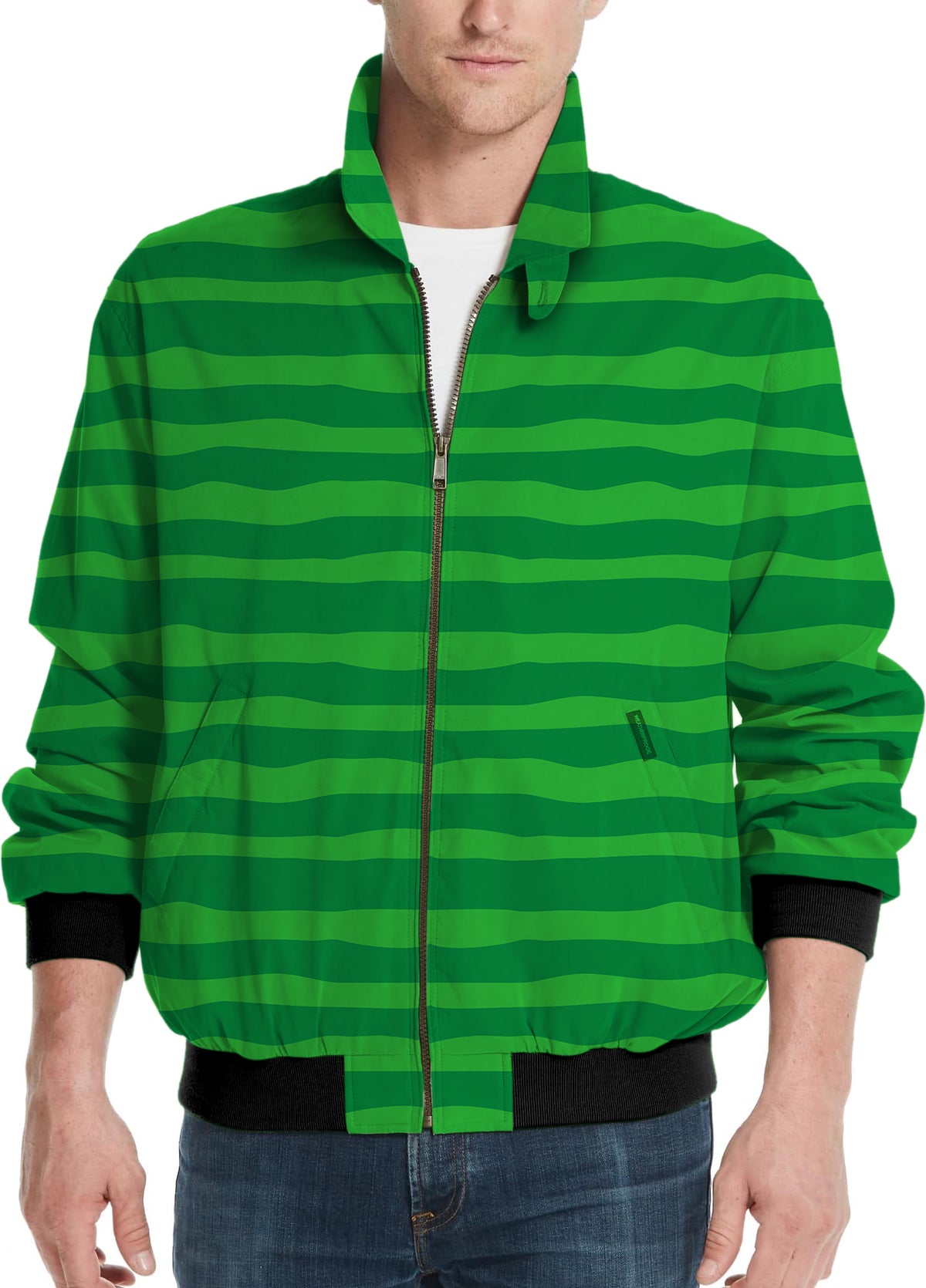 Horizontal watermelon stripes Men's Golf Windbreaker Light Jacket