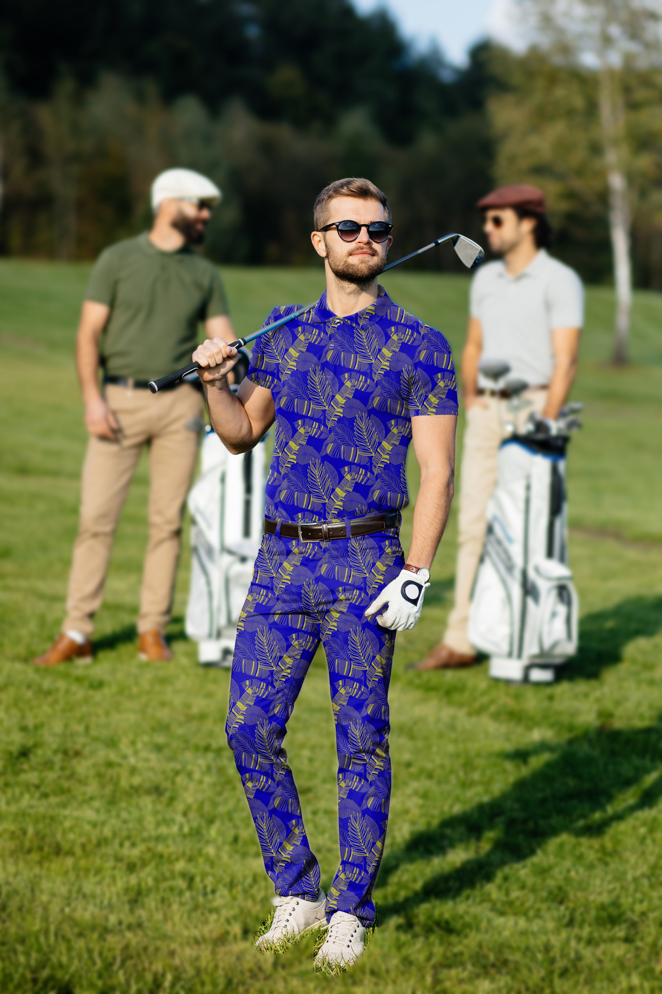 Men's Golf Set Polo+Pants palms yellow