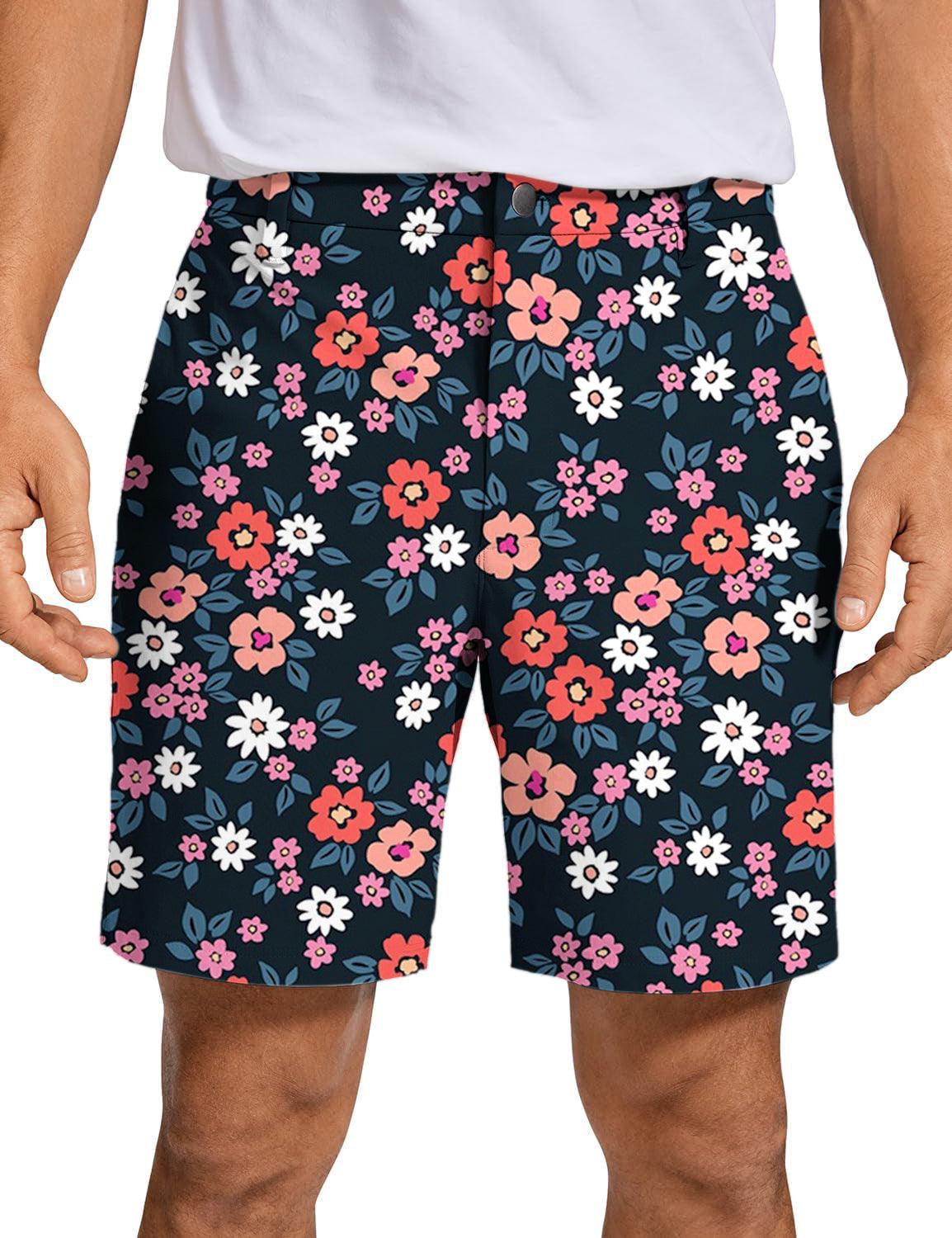 Men Vintage Floral Golf Shorts