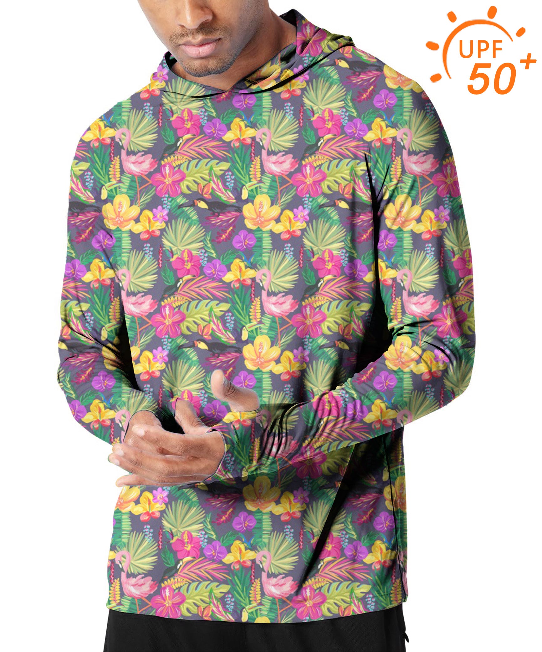 Men's Outdoor Hand drawn flamingo Golf Sun Protection Slim Fit hoodies