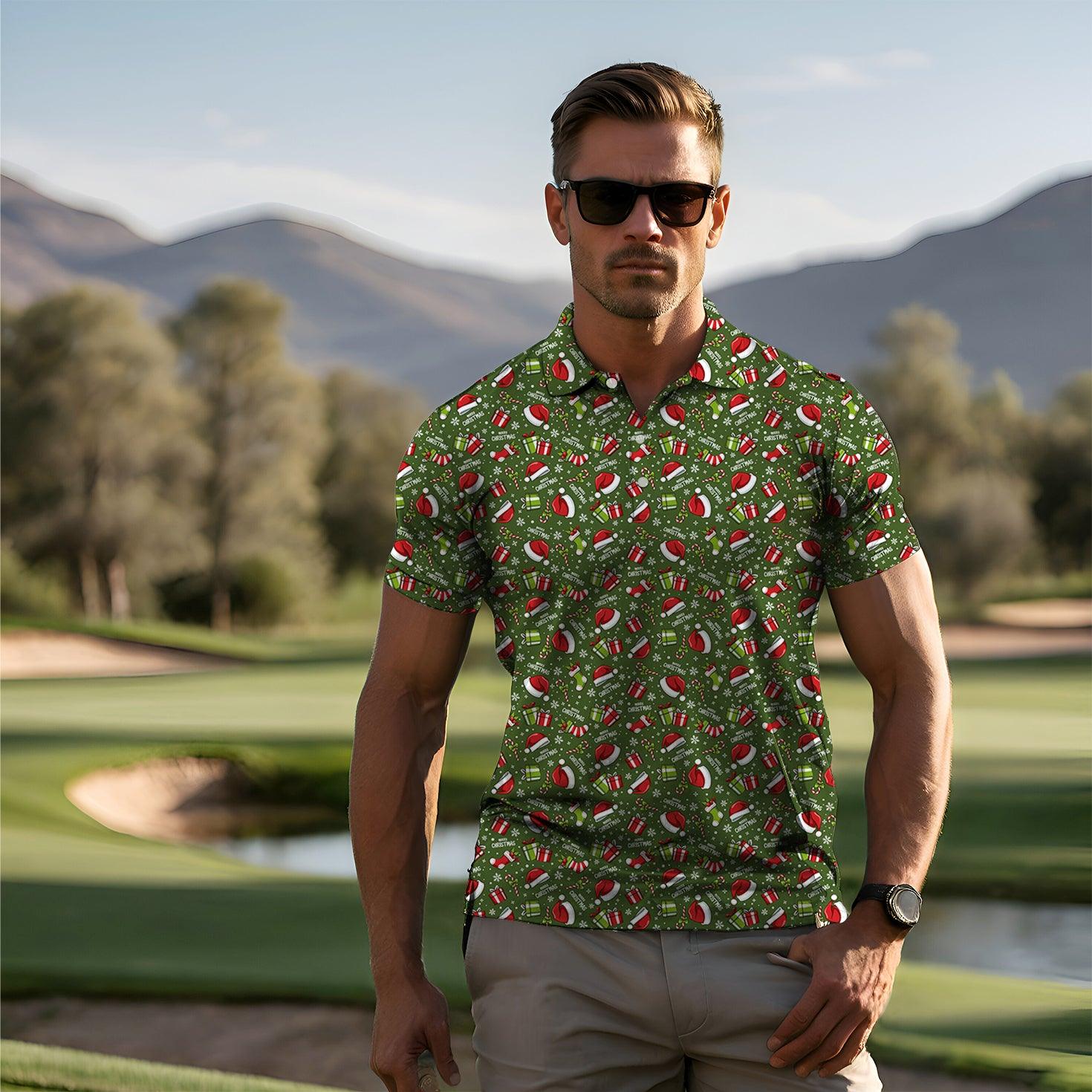 Men's Merry Christmas golf polo