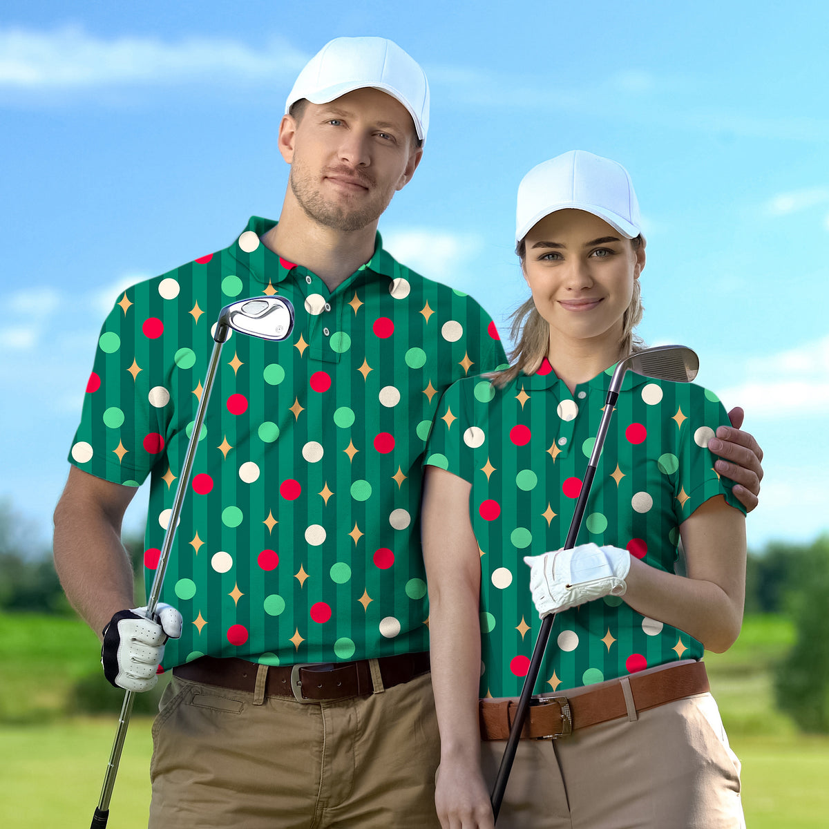 Couple Green Christmas Lollipops set Golf Championship Trophy tournament