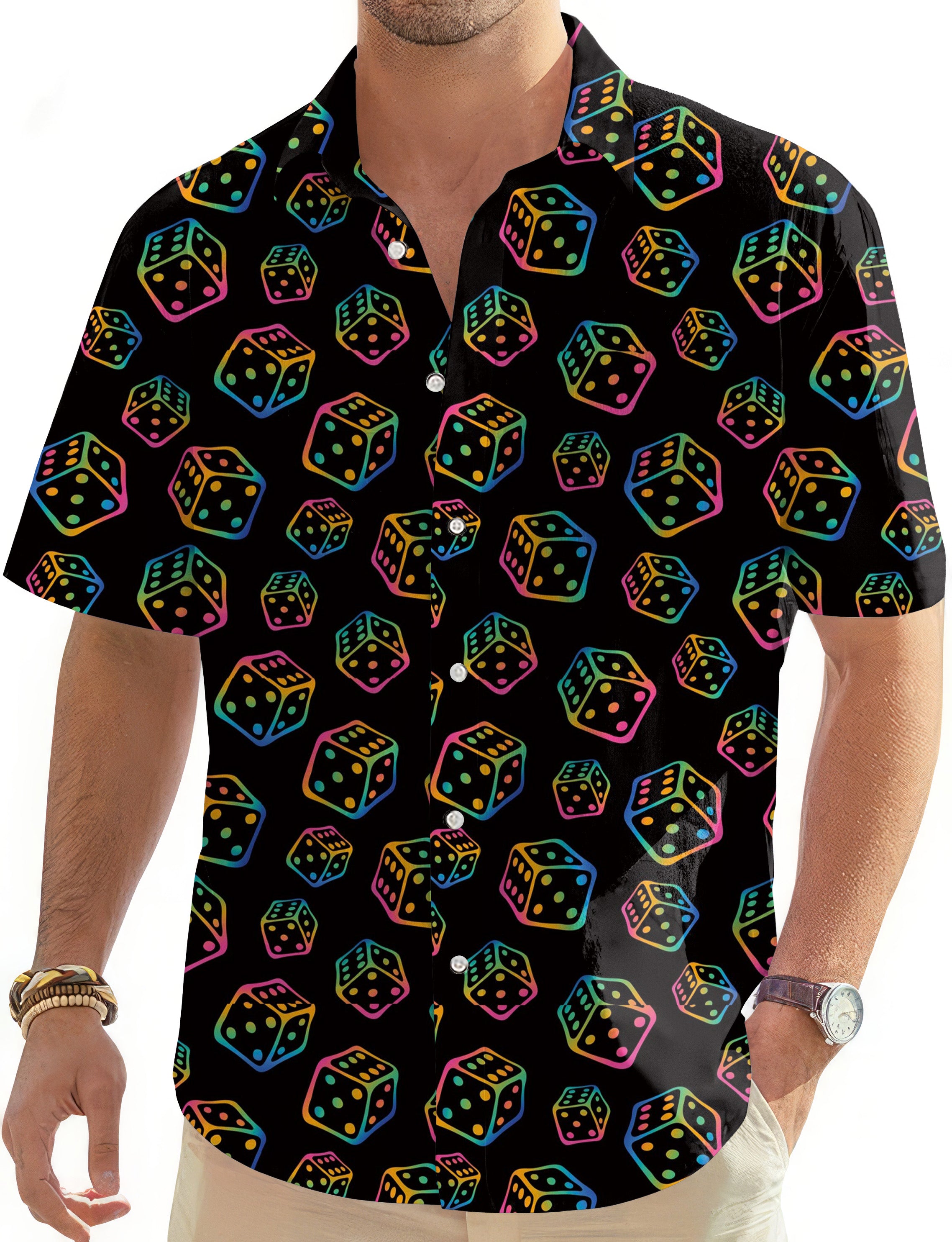 Dicey Player-Men's Golf Hawaiian Shirts Button Down Shirt