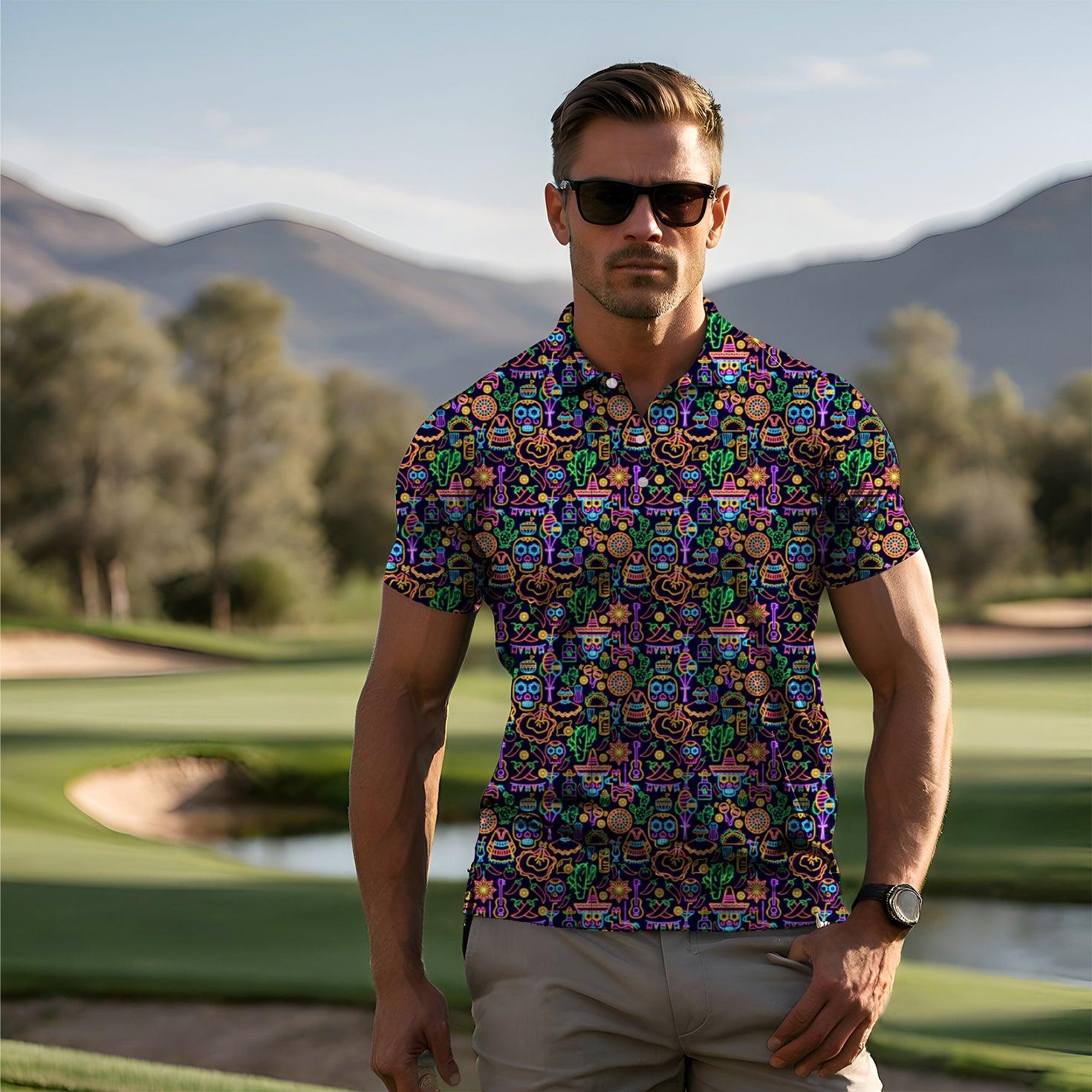 Men's Neon Fiesta golf polo