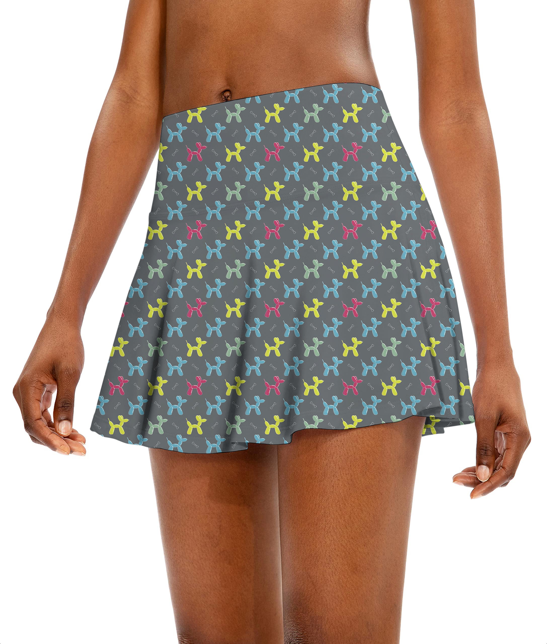 Colorful Balloon Dog Women's Athletic Golf Skorts Flared Skirts