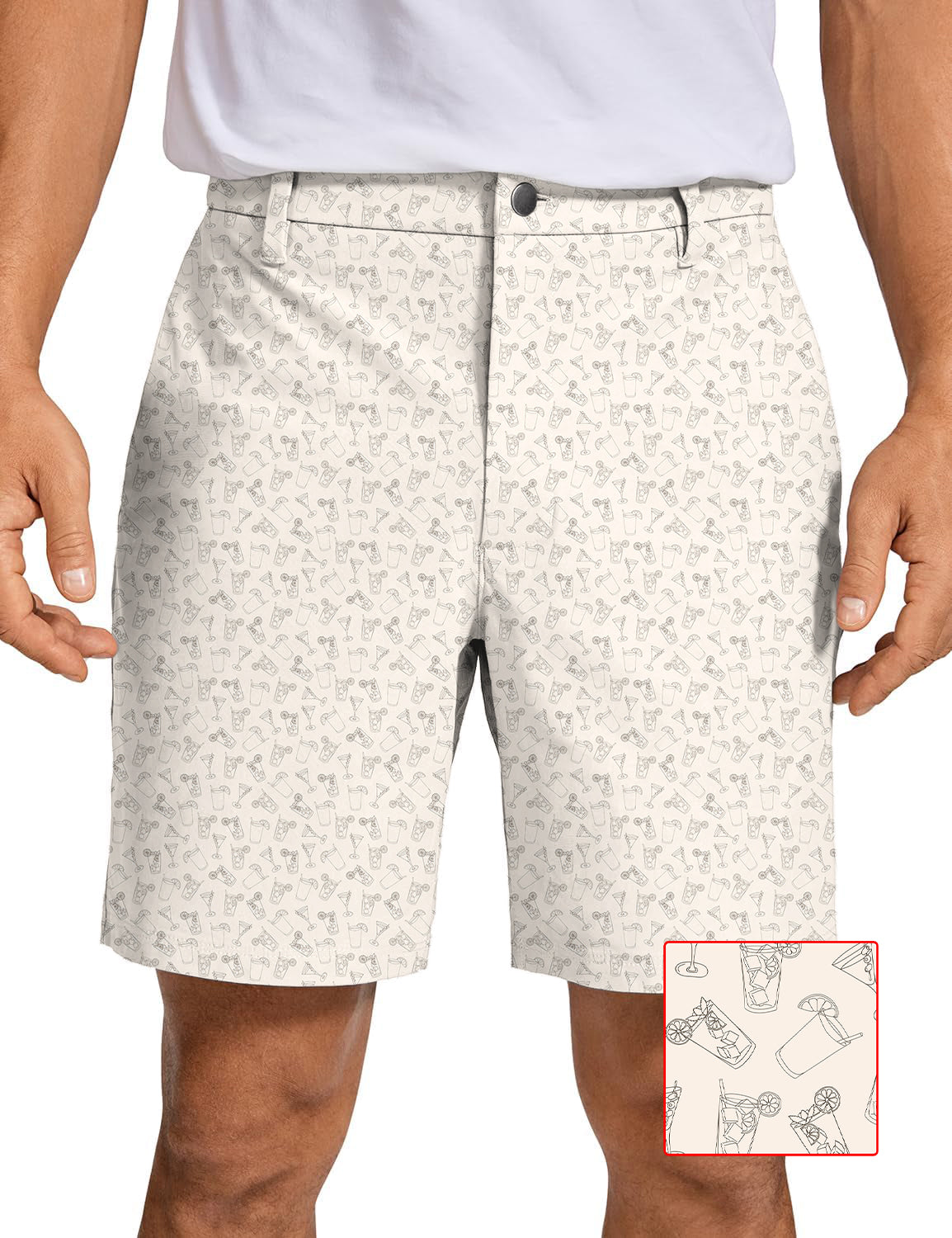 Men's beige Juice golf shorts with subtle pattern, quick-dry and lightweight fabric for comfort and style