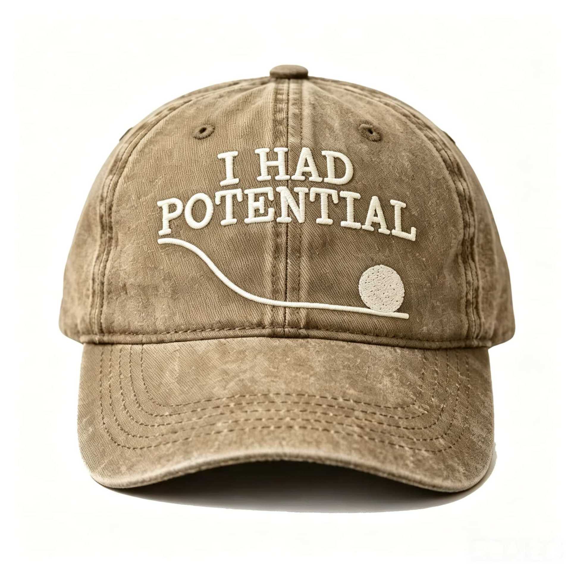 Embroidered I Had Potential Golf  White Name Hats