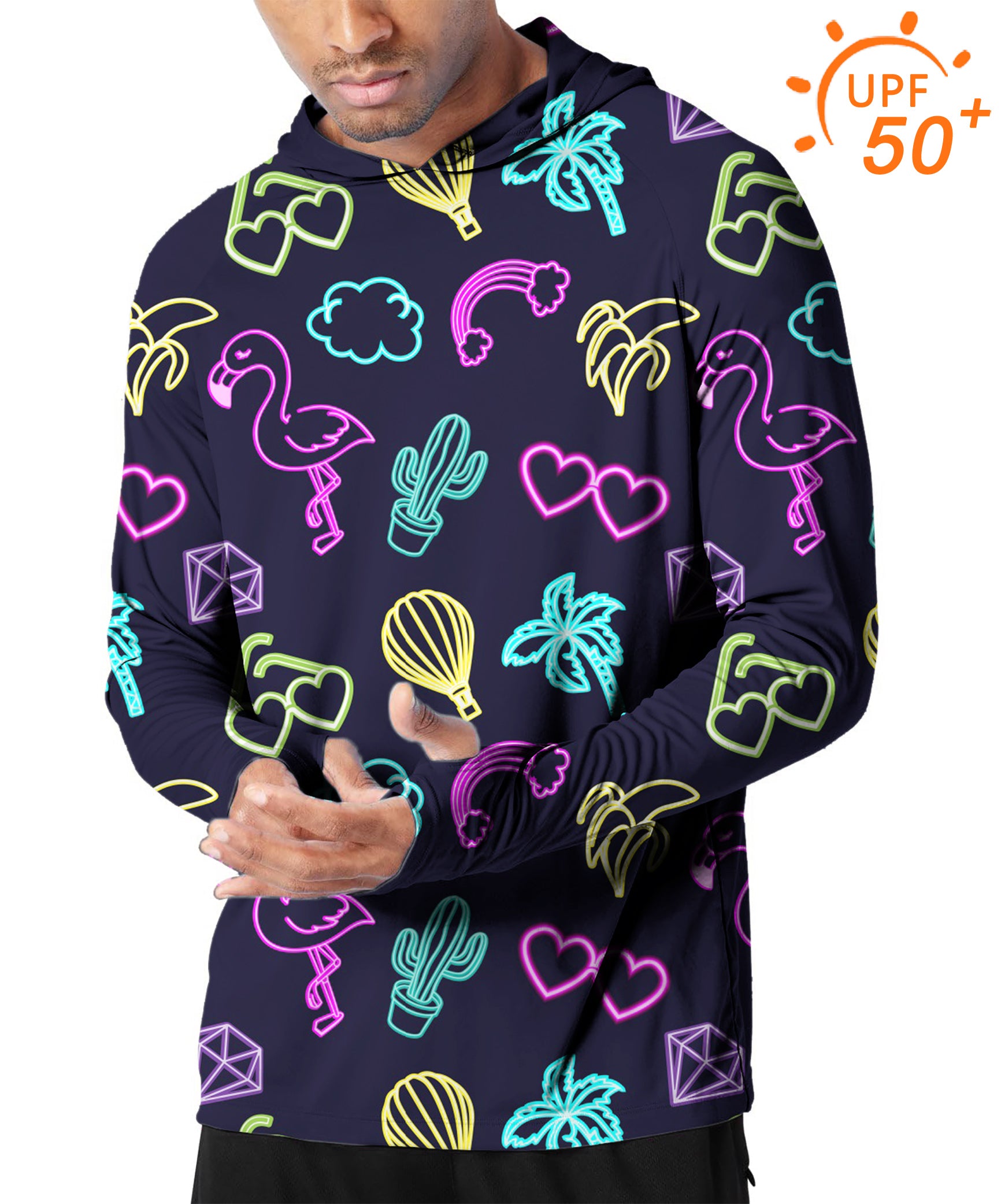 Men's Outdoor Neon Flamingo Golf Sun Protection Slim Fit hoodies