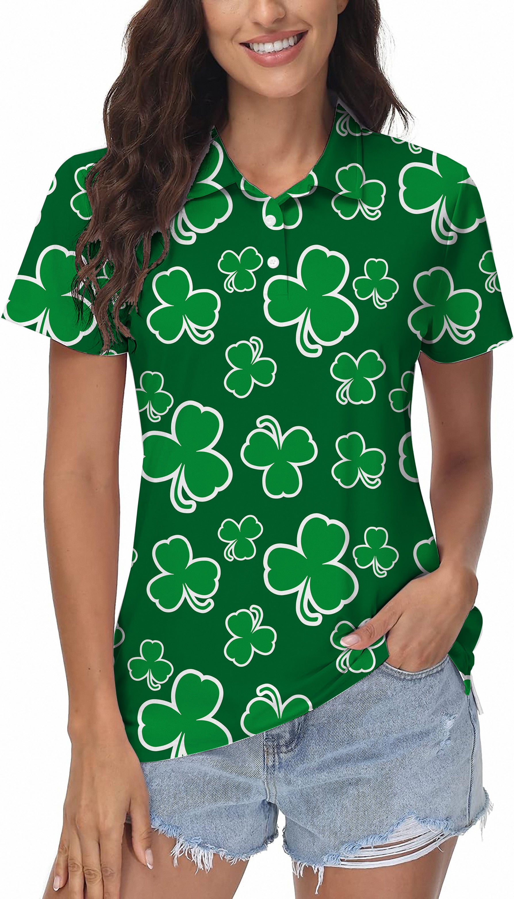 Leaf clover St. Patrick's Day Women's Golf Polo