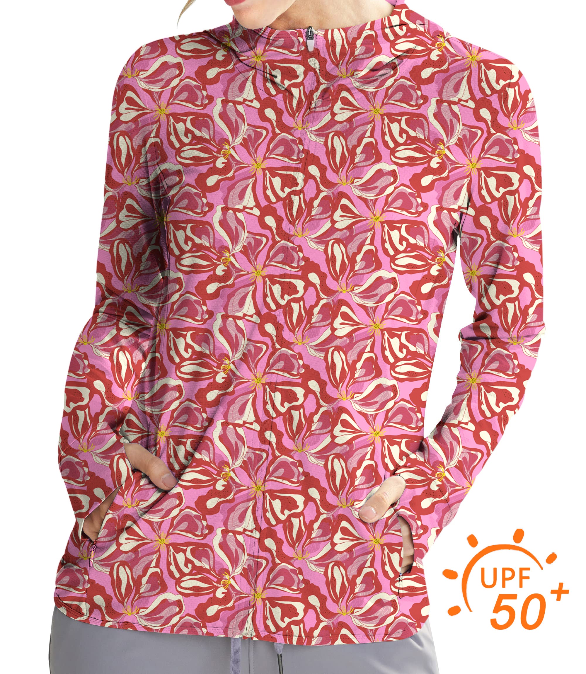 Women's Outdoor Sunset Blossom Golf Sun Protection Slim Fit zip hoodies