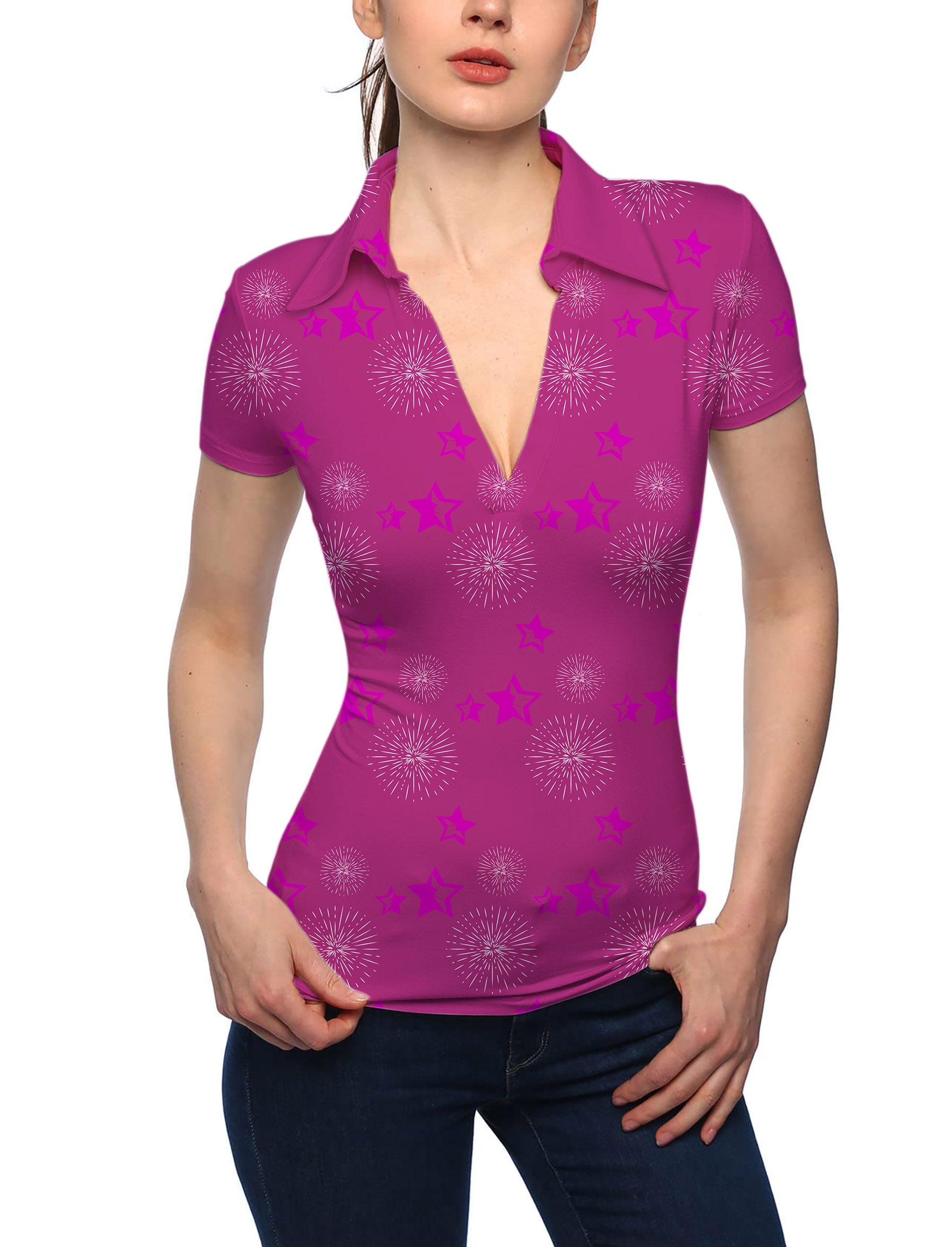 Women's Pentagram Impression Limited Edition V Neck Golf Polo