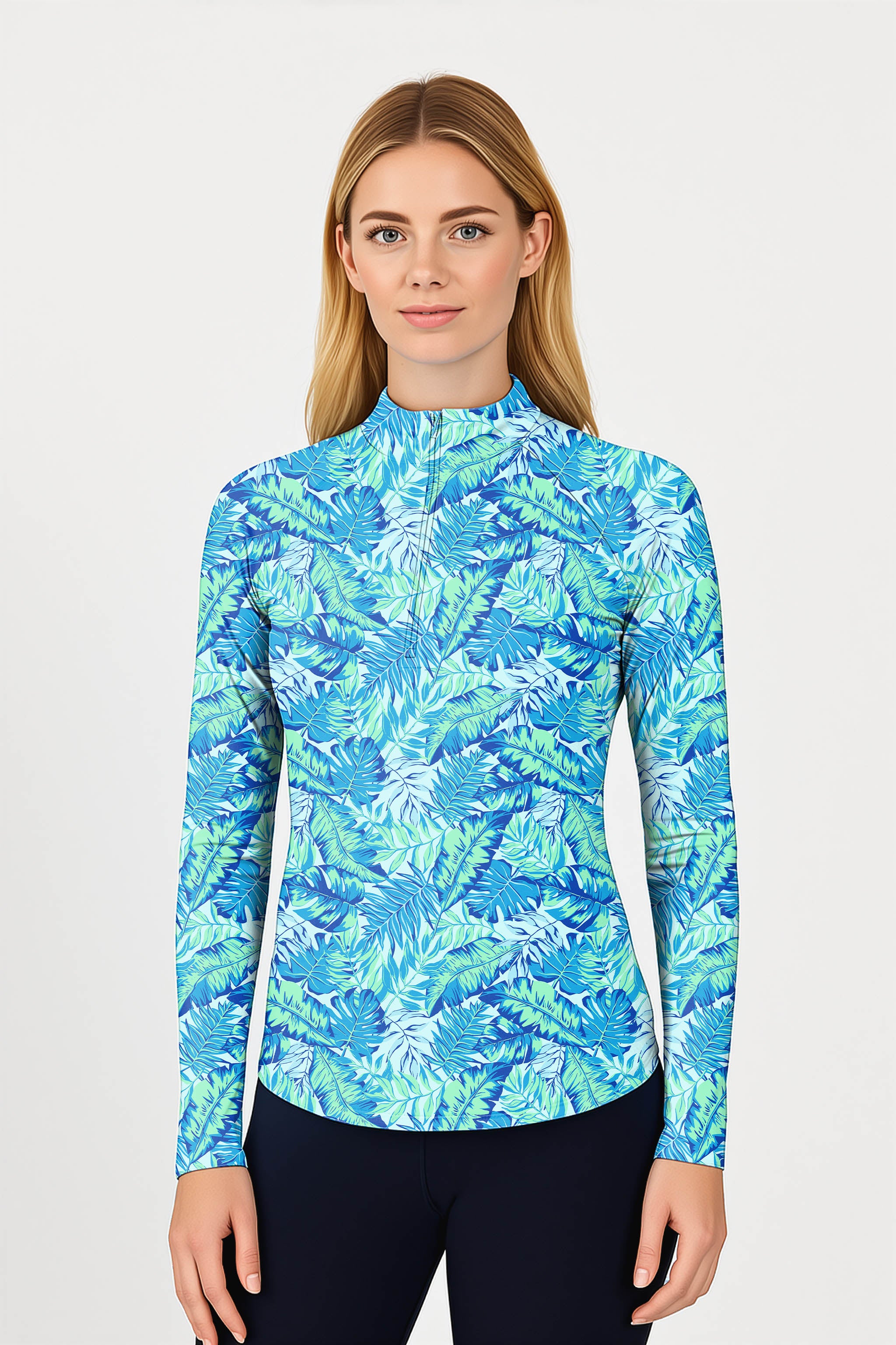 Palm leaves Women's Golf Active 3/4 Zip Top