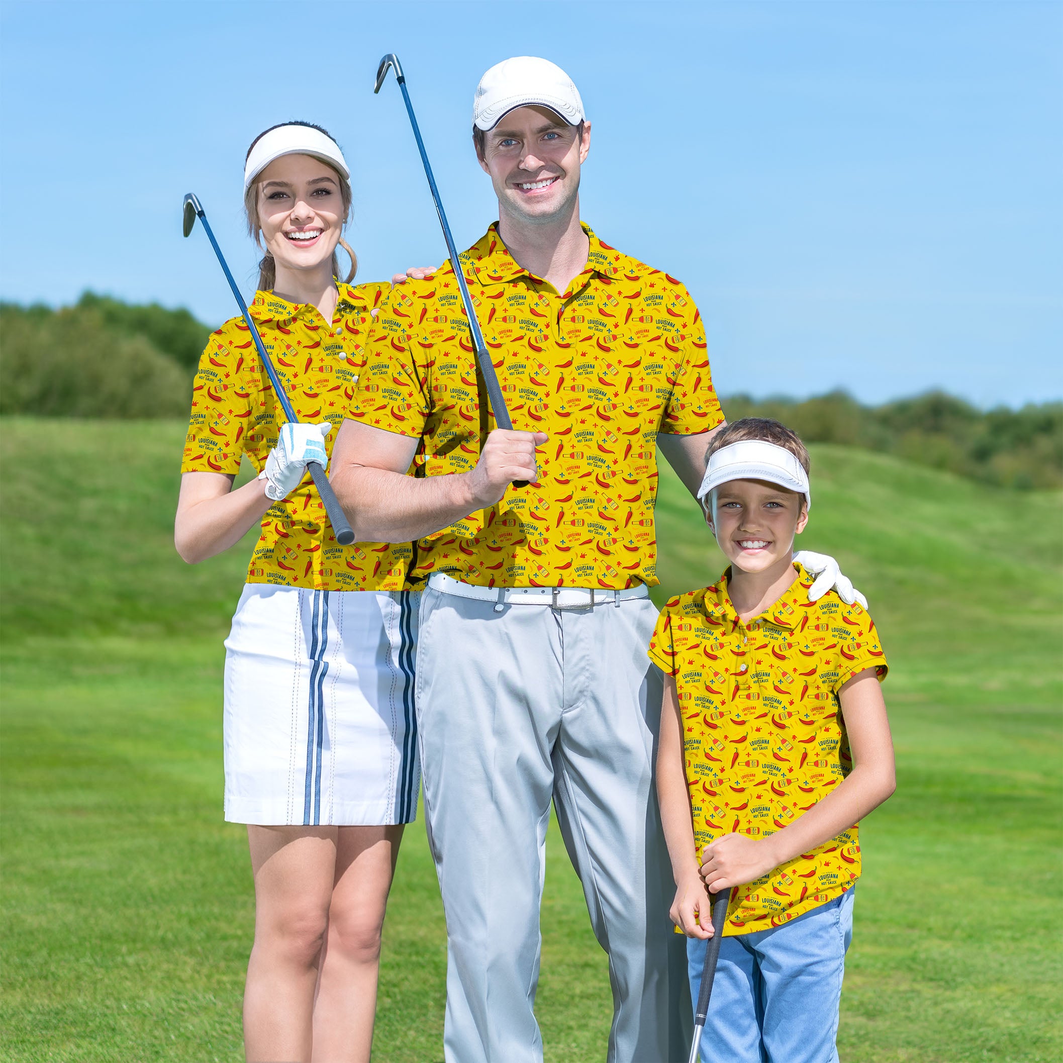 Golf Polo Couple Family set LOUISIANA HOT SAUCE