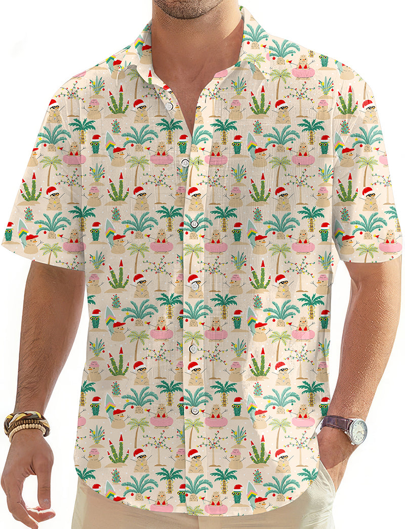 Christmas desert Men's Golf Hawaiian Shirts Button Down Shirt