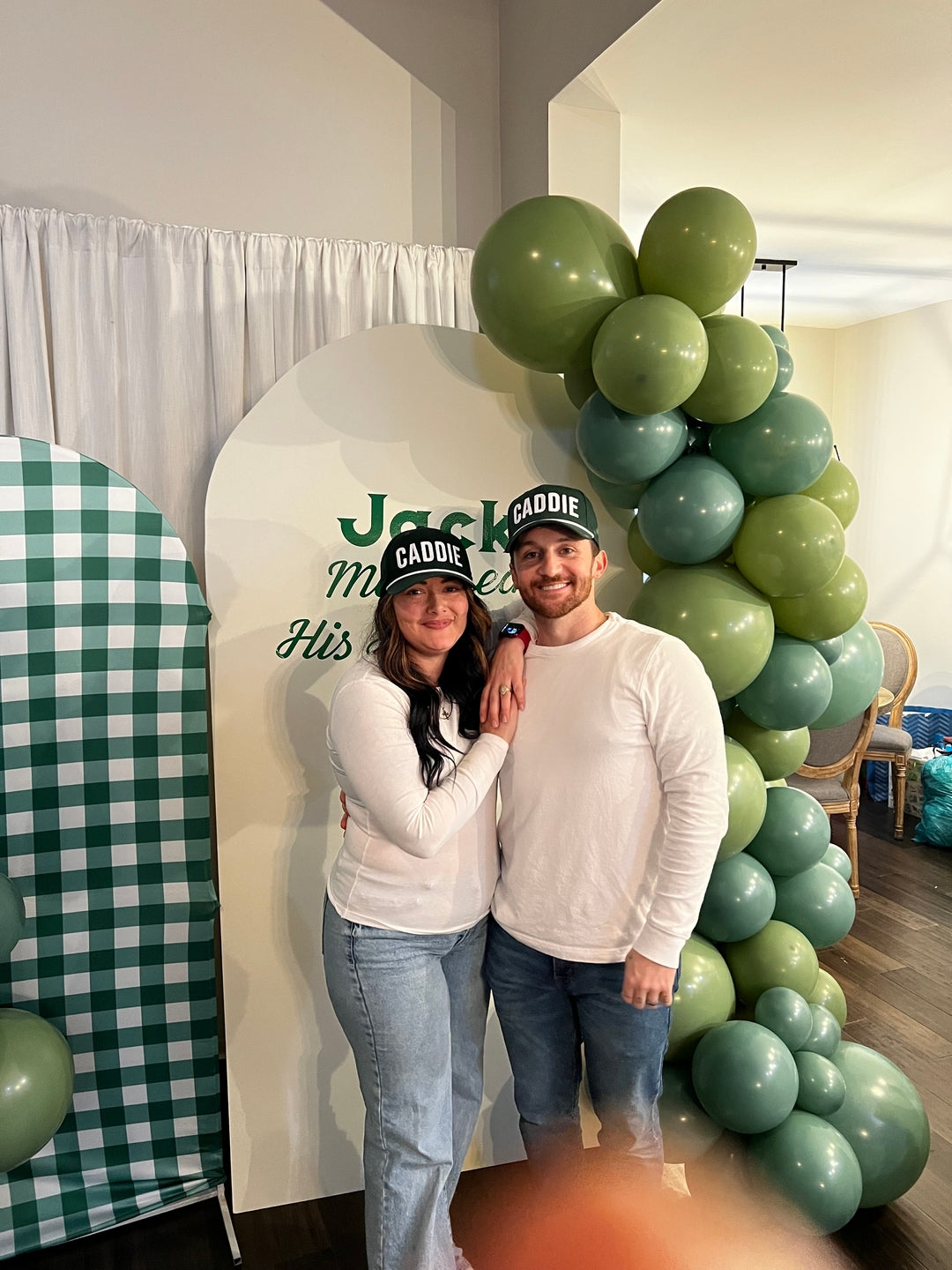 3D Embroidered Vintage CADDIE Green Name Hats